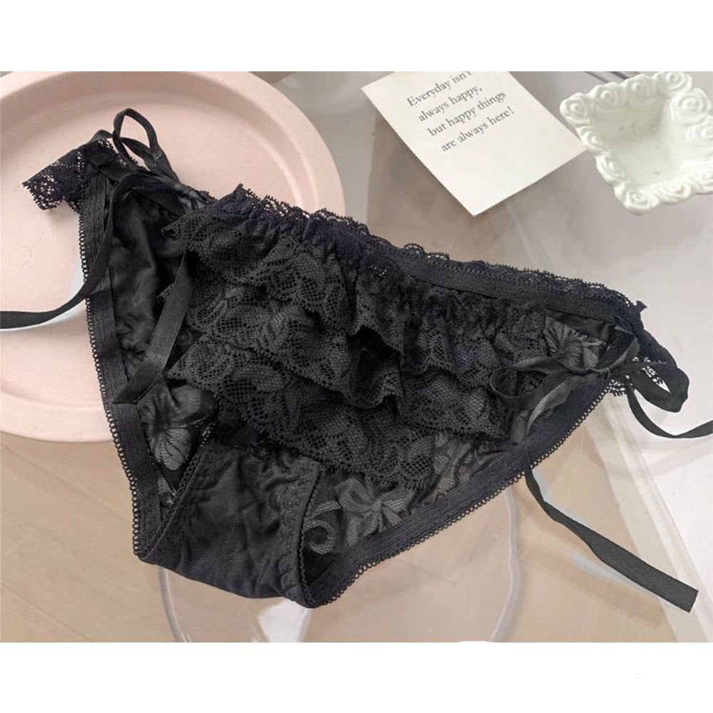 アンドカワイイ And Kawaii 美尻ショーツ サイドリボン フリルレースショーツ 勝負下着 下着インナー パンティー セクシー可愛い (ブラック) ブラック