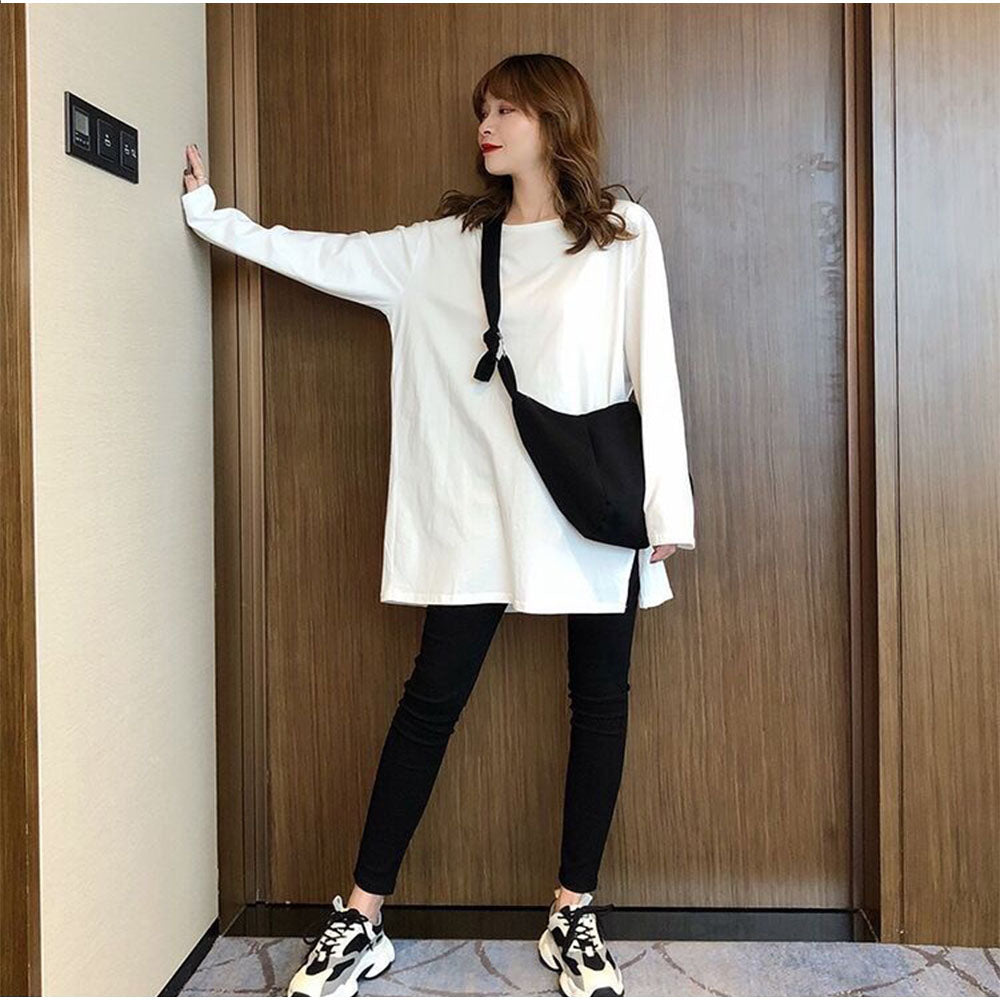 Andkawai和Kawaii T-襯衫縫隙縫隙女士stlong t -shirt襯衫韓國人物覆蓋休閒上衣