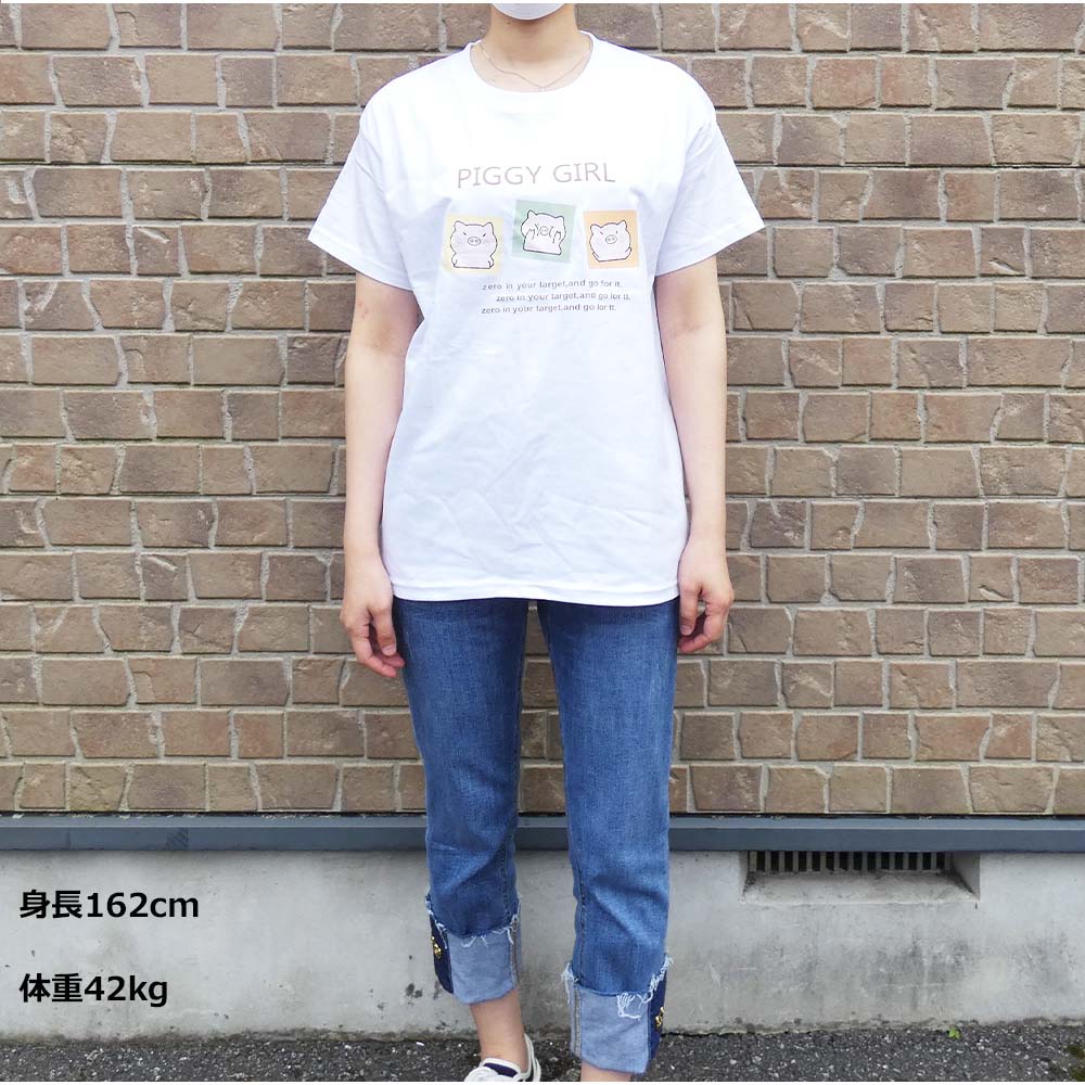 And Kawaii T-shirt, logo print, figure-covering top, short sleeves, crew neck, Korean fashion