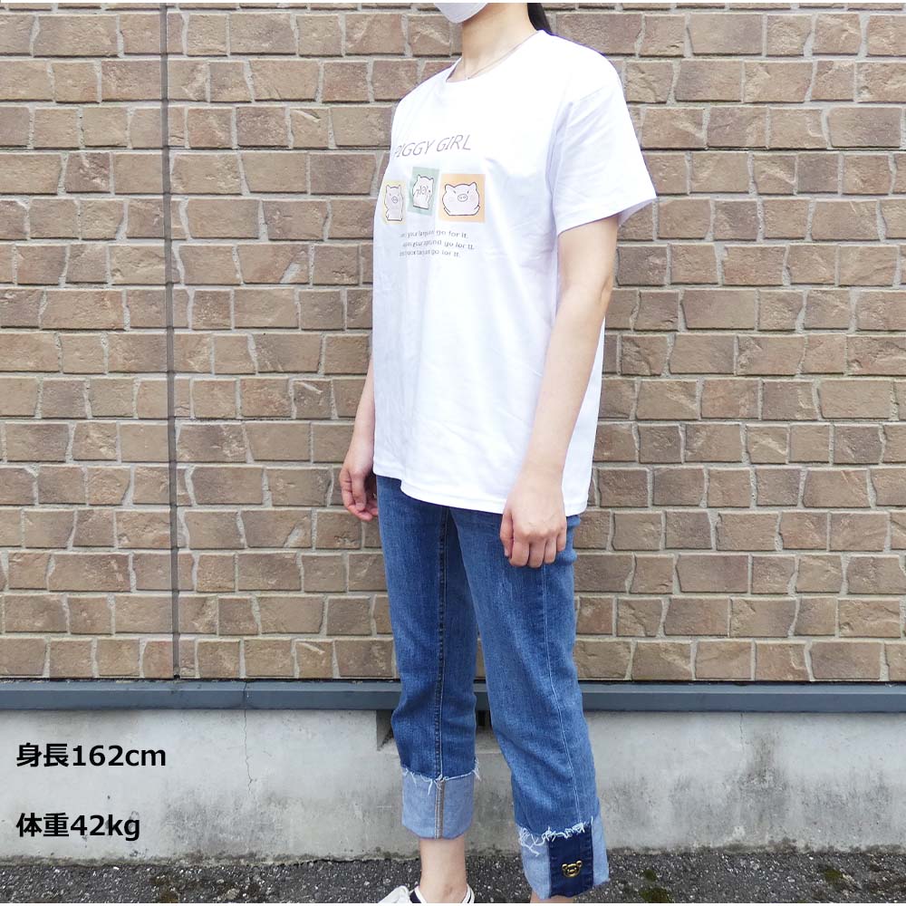 And Kawaii T-shirt, logo print, figure-covering top, short sleeves, crew neck, Korean fashion