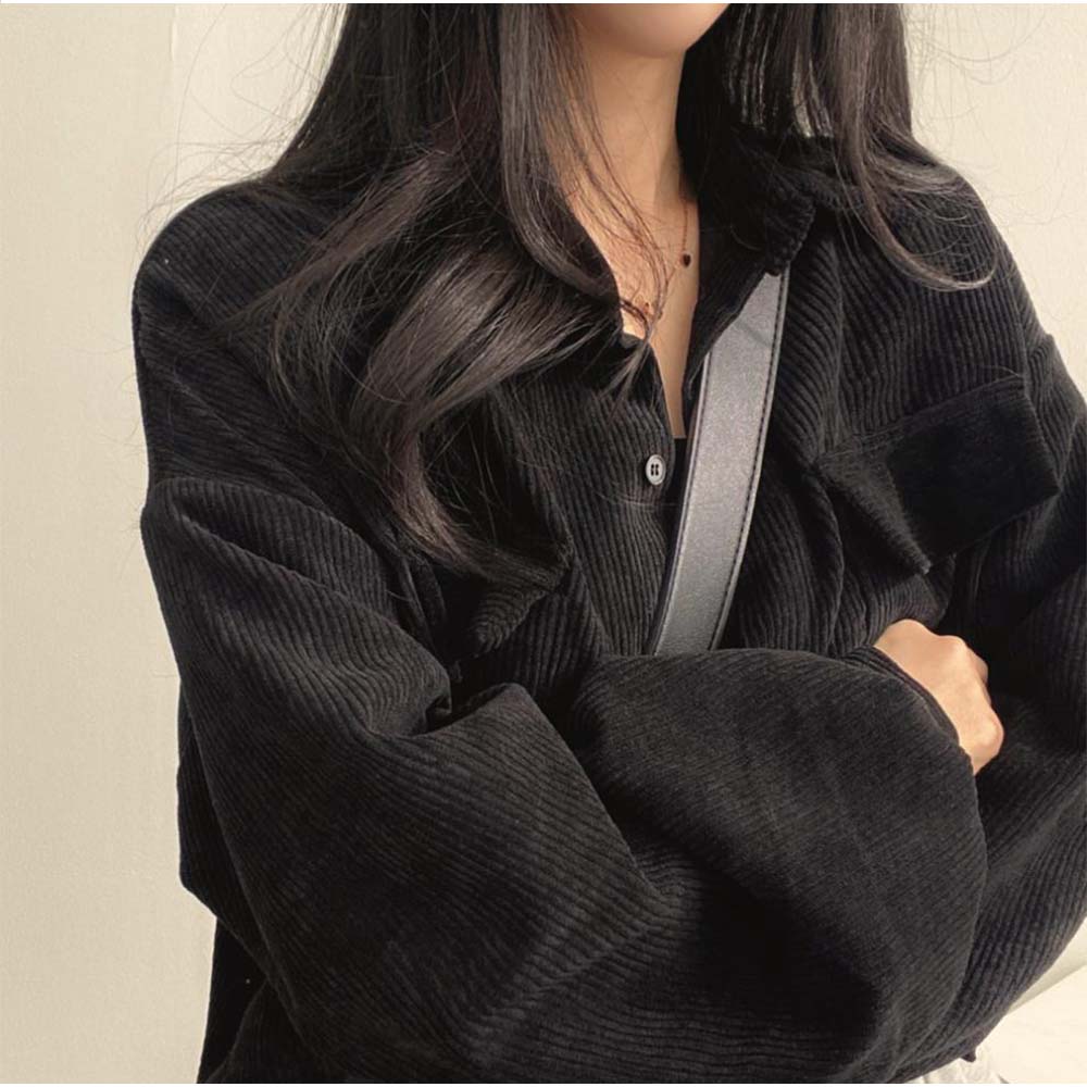 And Kawaii Shirt, Loose Fit, Striped Shirt, Short Length, Long Sleeve, Autumn/Winter, Korean Fashion