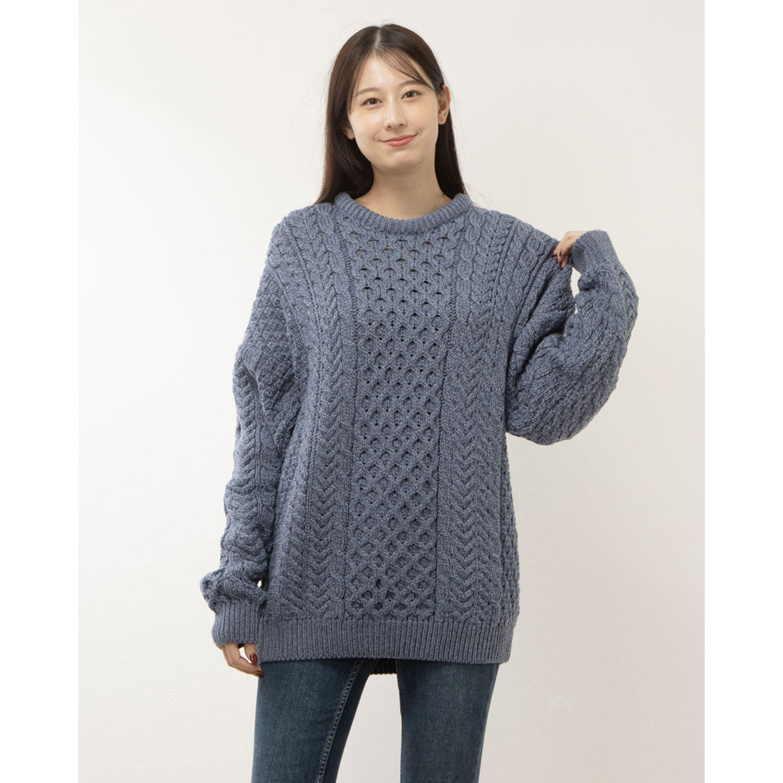 アランウーレンミルズ Aran woollen mills ウールセーター,Denim Mar(ブルー)