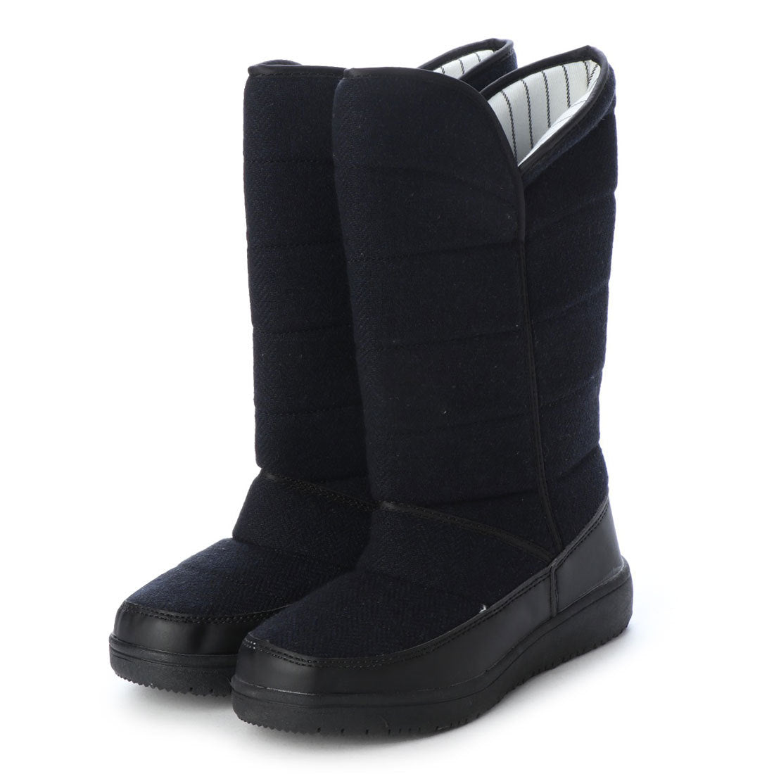 エニーウォーク Anywalk レディース 防寒ブーツ 保温 起毛素材 防滑アウトソール サイドカットで足入れスムーズ aw_18689,BLACK