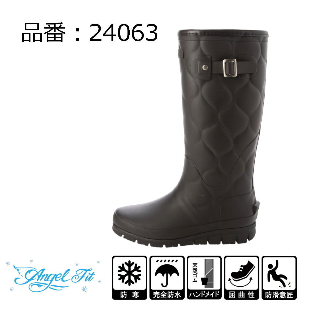 エンジェルフィット Angel FiT レディース ジョッキー風 ゴム製レインブーツ 防水防寒ブーツ 積寒地対応 寒さ対策 防寒対策 ウレタンインナー 耐候性 屈曲性 幅広 af_24063
