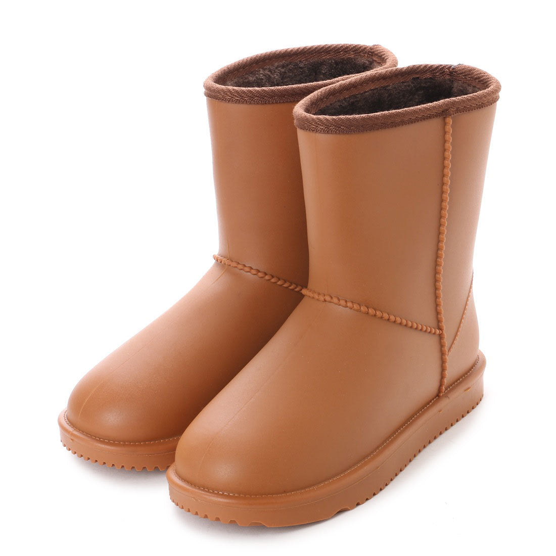エンジェルフィット Angel FiT レディース レインブーツ ムートンブーツ風 あったかボア 裏起毛 完全防水 防寒 長靴 婦人 af_16604,BROWN
