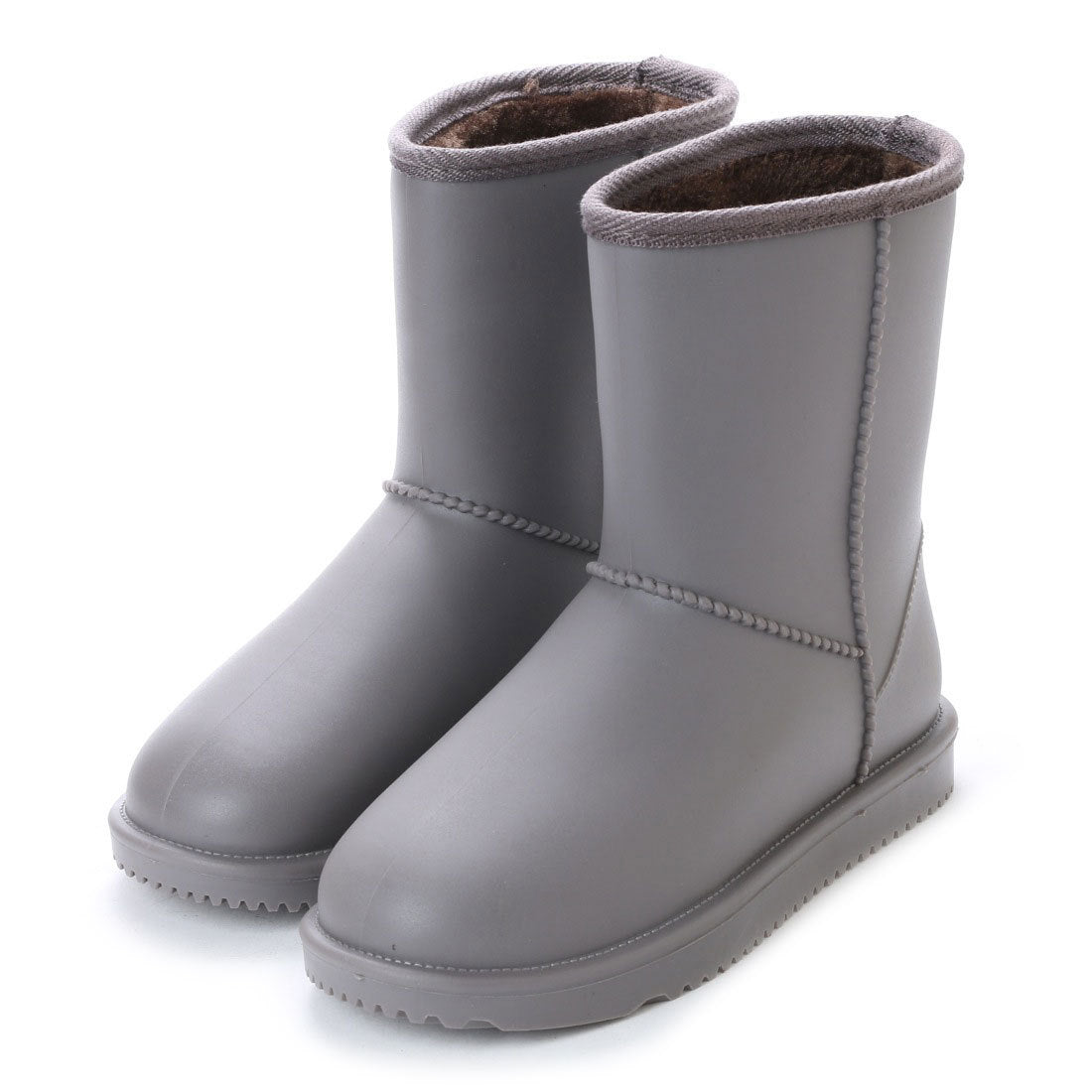 エンジェルフィット Angel FiT レディース レインブーツ ムートンブーツ風 あったかボア 裏起毛 完全防水 防寒 長靴 婦人 af_16604,GRAY