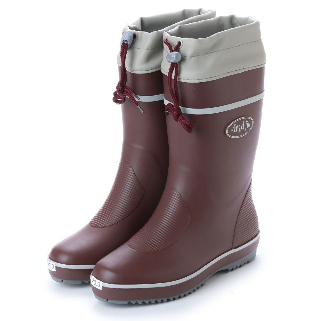 エンジェルフィット Angel FiT ゴムカラーブーツ ドローコード付き 軽作業 ガーデニング 長靴 af_17601,WINE