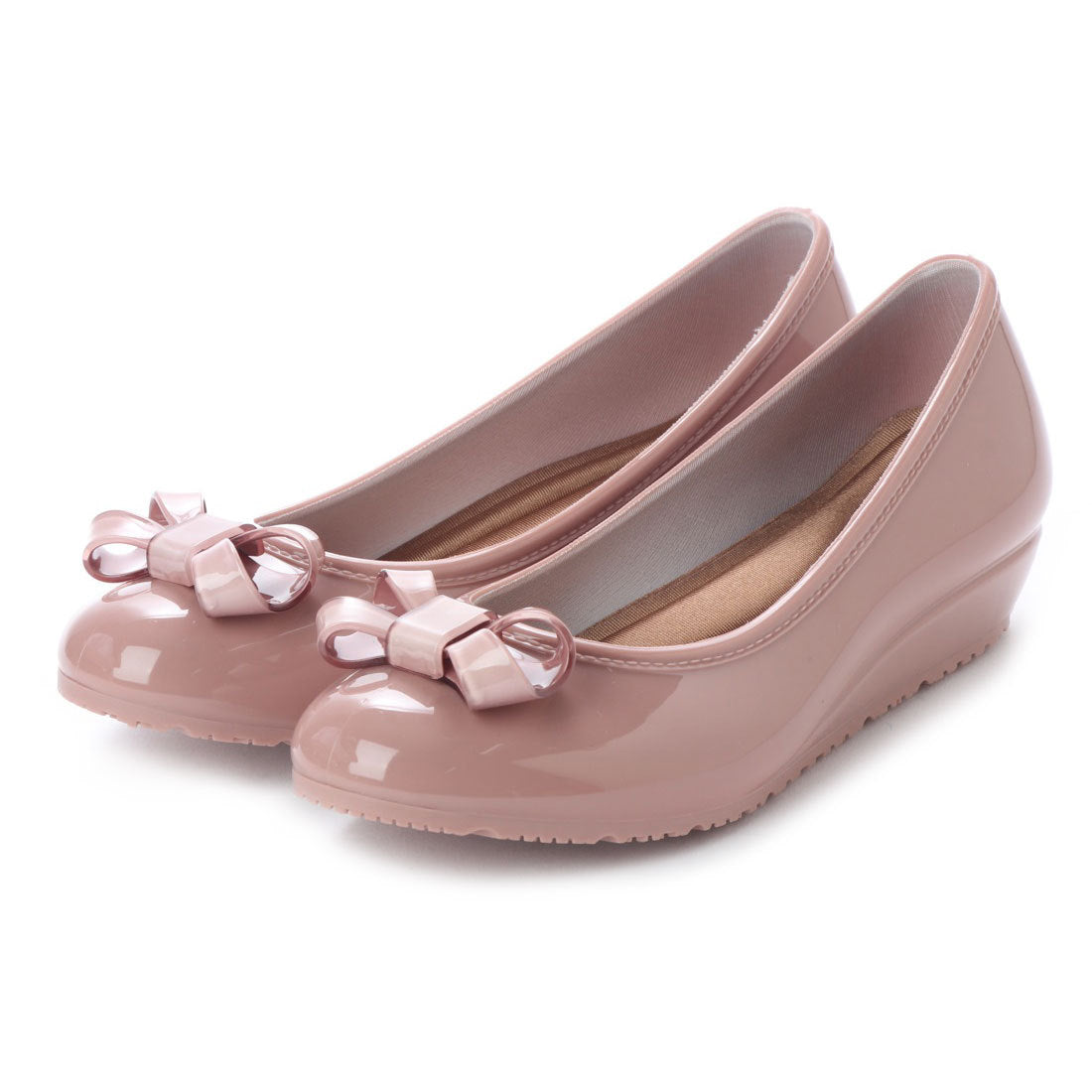 エンジェルフィット Angel FiT レディース レインシューズ パンプス レインパンプス OL 通勤 晴雨両用 完全防水 エナメル調 ラウンドトゥ ウェッジソール af_18011,PINK