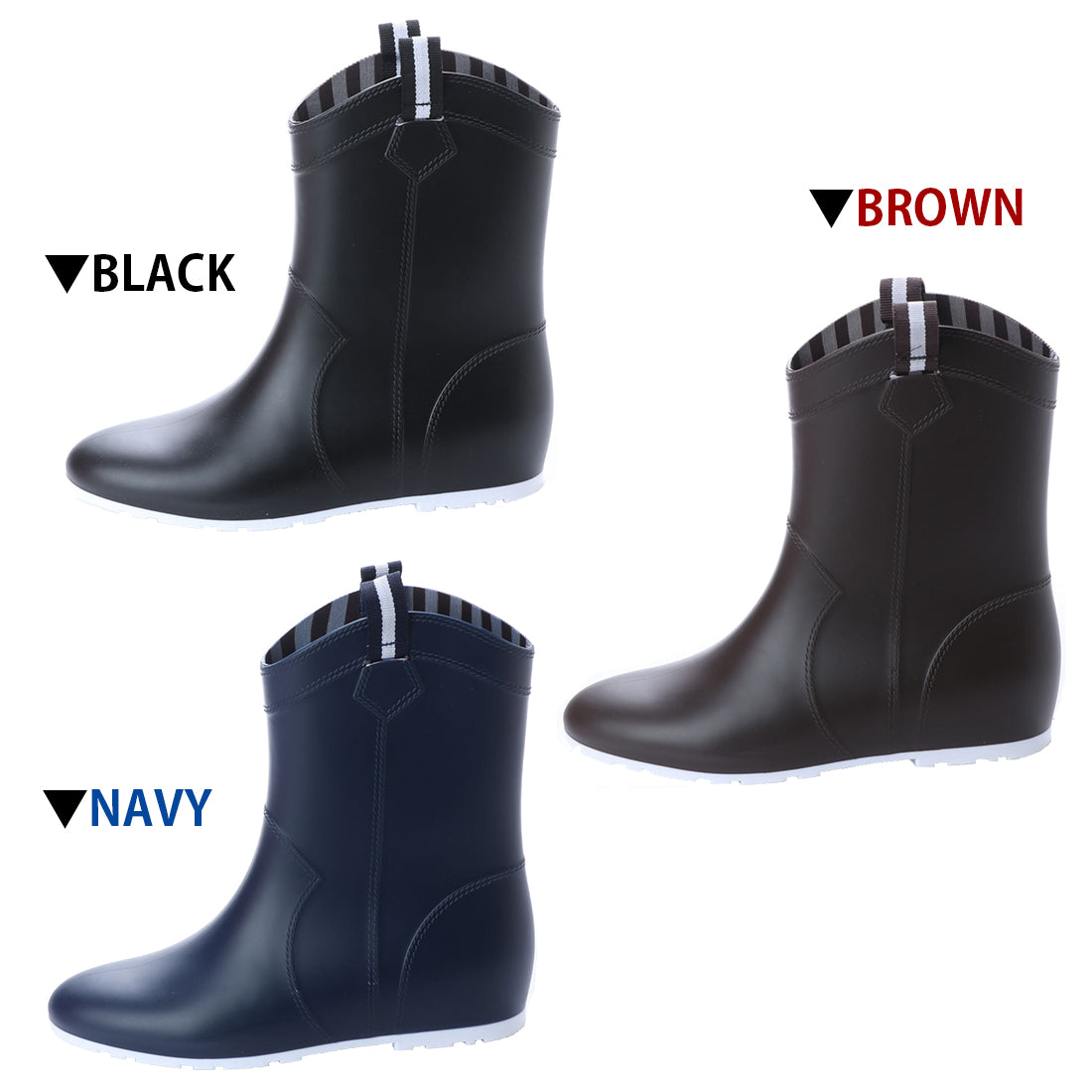 エンジェルフィット Angel FiT レディース レインブーツ ミドル丈 ブーツ シークレット エアー インヒール シンプル 長靴 雨靴 af_18034