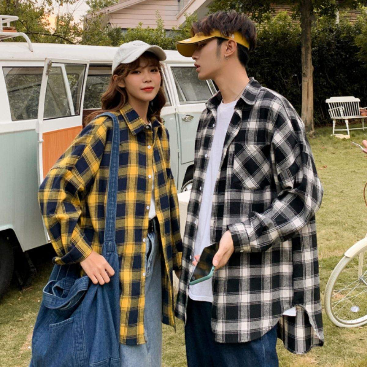 アットマーベラス At Marvelous シャツ 羽織り シャツアウター チェック ユニセックス 柄 秋冬 メンズ 韓国ファッション チェックシャツ オーバーサイズ ストリート 大きいサイズ (グリーン) グリーン