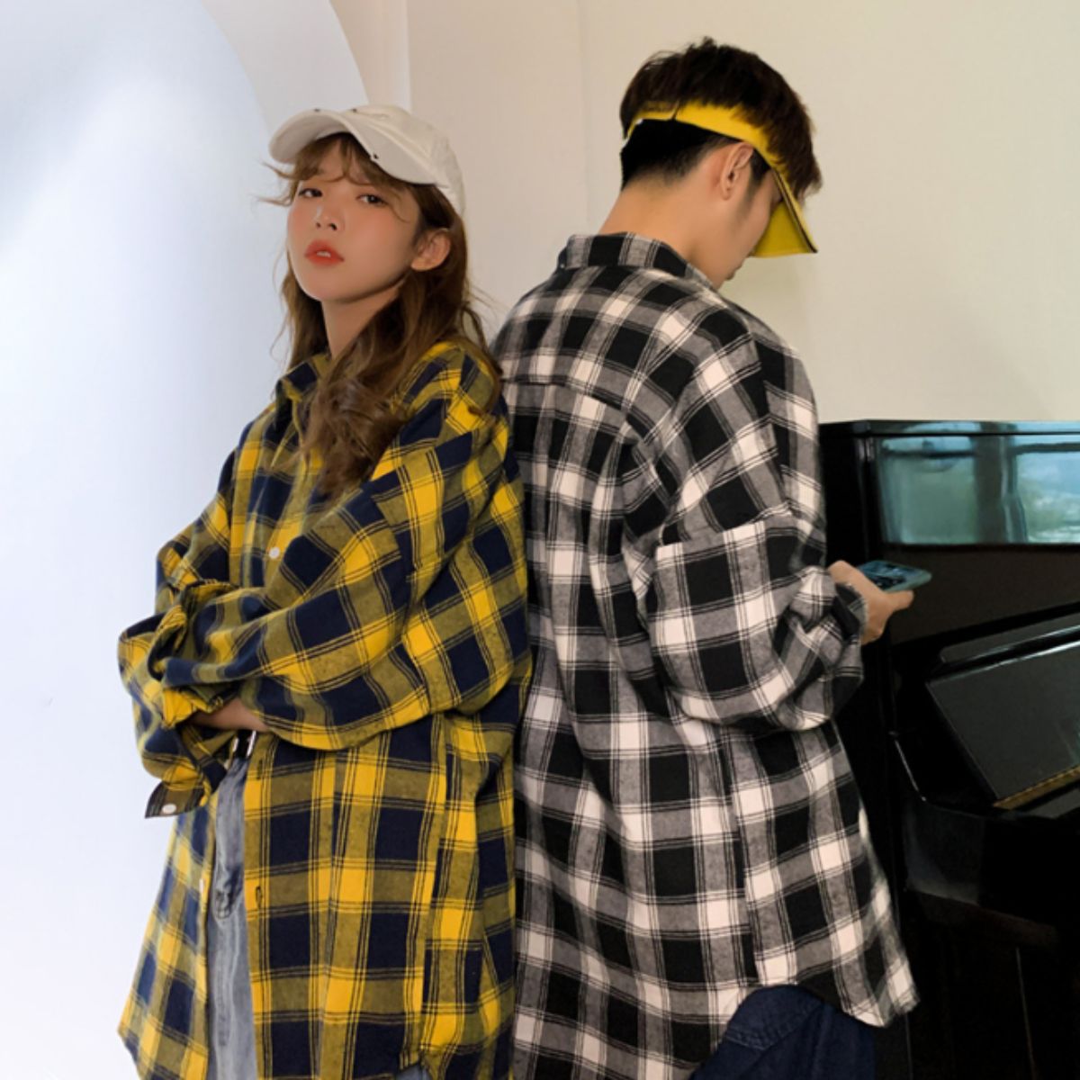 アットマーベラス At Marvelous シャツ 羽織り シャツアウター チェック ユニセックス 柄 秋冬 メンズ 韓国ファッション チェックシャツ オーバーサイズ ストリート 大きいサイズ (グリーン) グリーン