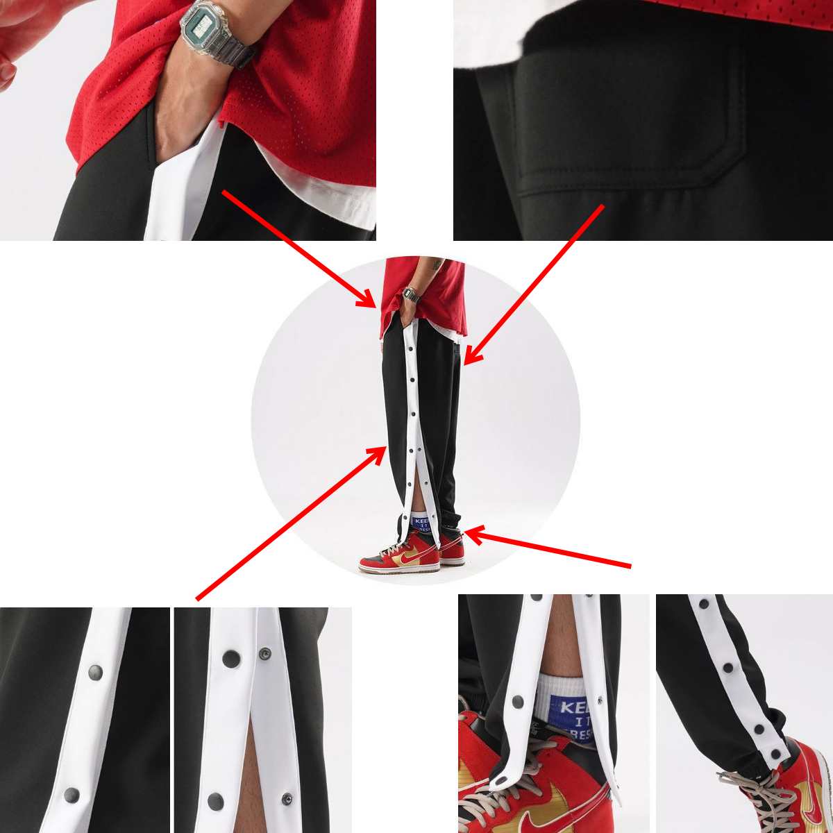 At Marvelous Side Line Button Jersey Pants Streetwear Men's Sports Casual Street Fashion Training Bottoms