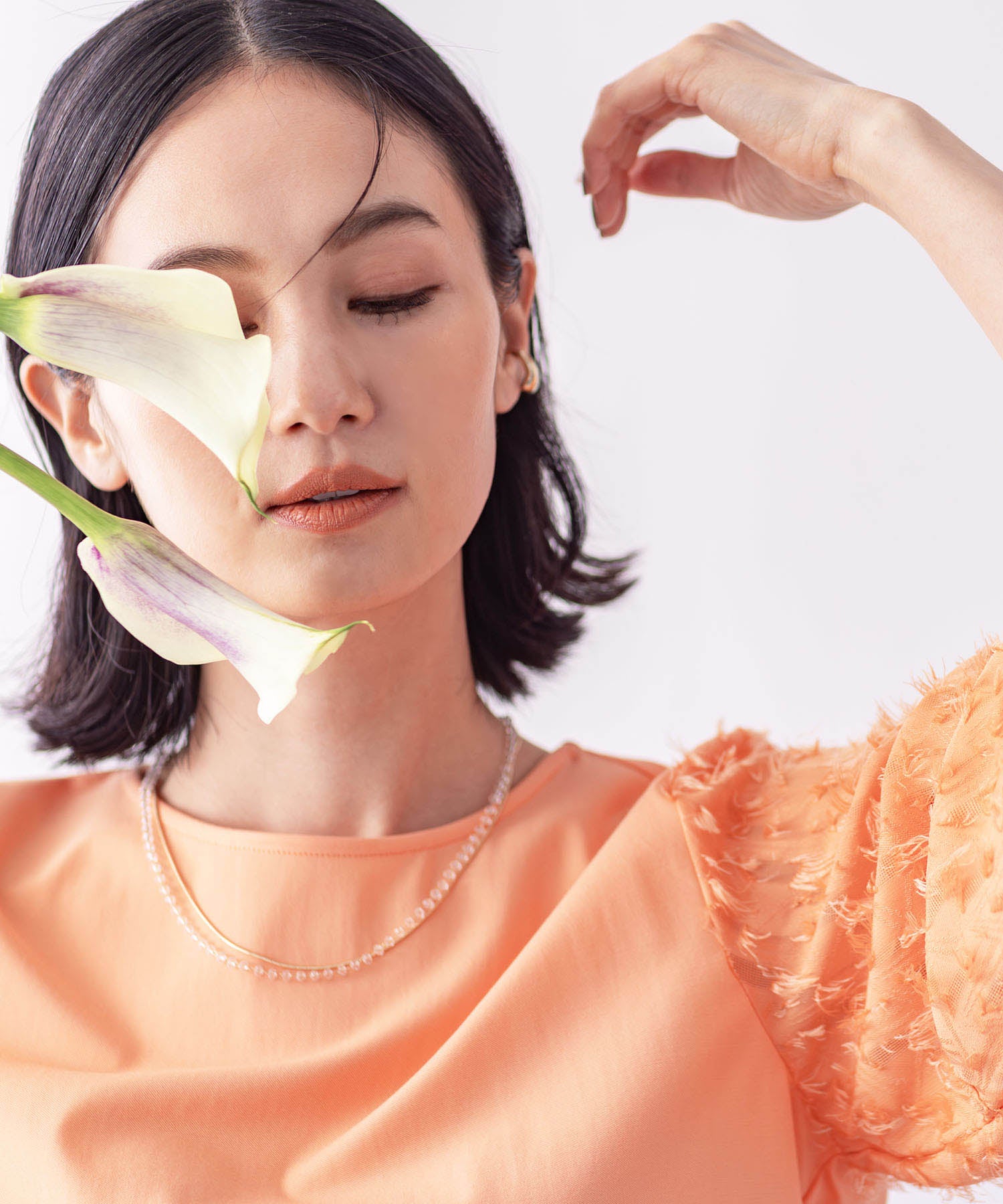 エーシーデザインバイアルファキュービック A/C DESIGN BY ALPHA CUBIC カットジャガード切替えプルオーバー【接触冷感・UVカット】 (オレンジ) オレンジ