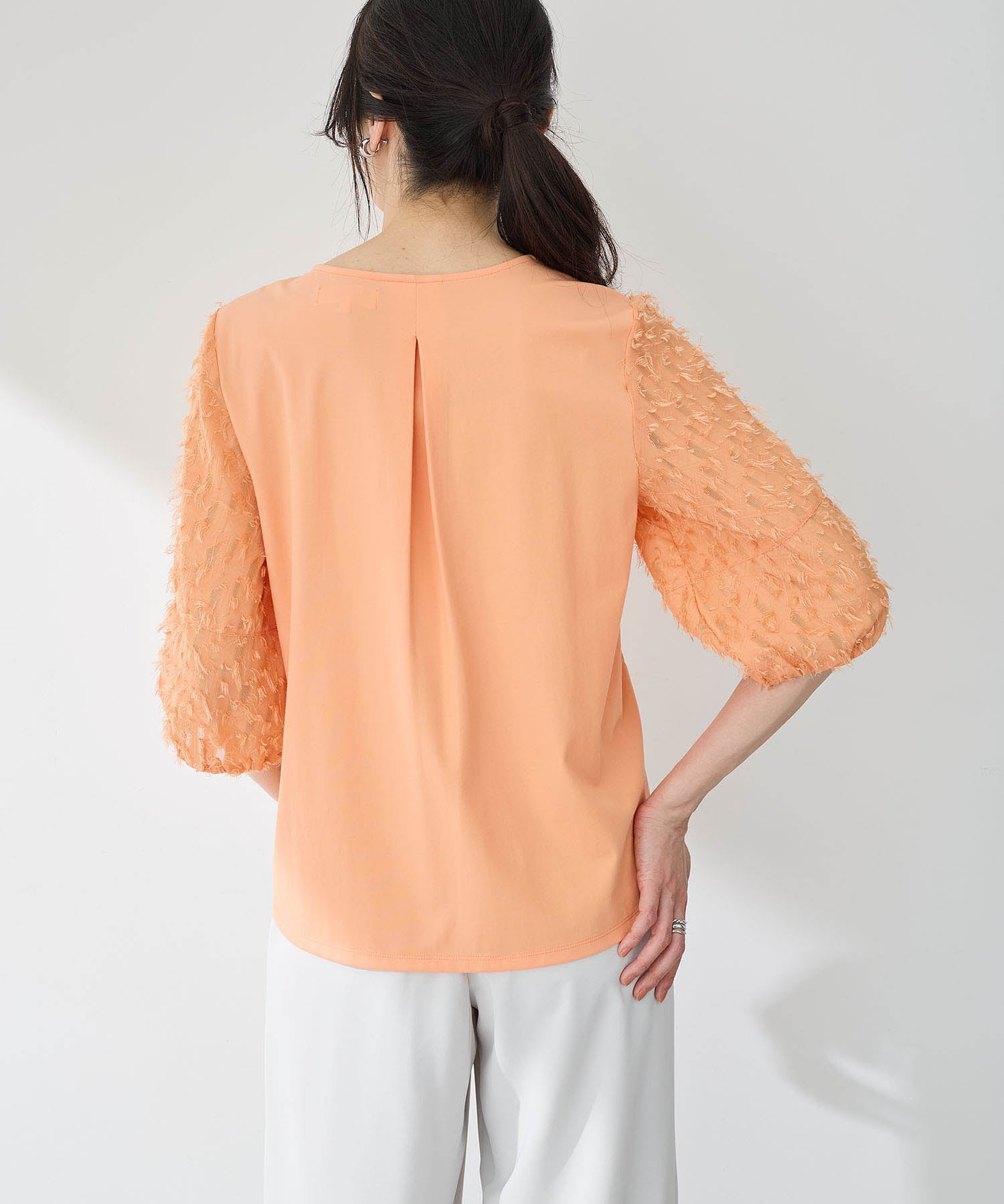 エーシーデザインバイアルファキュービック A/C DESIGN BY ALPHA CUBIC カットジャガード切替えプルオーバー【接触冷感・UVカット】 (オレンジ) オレンジ