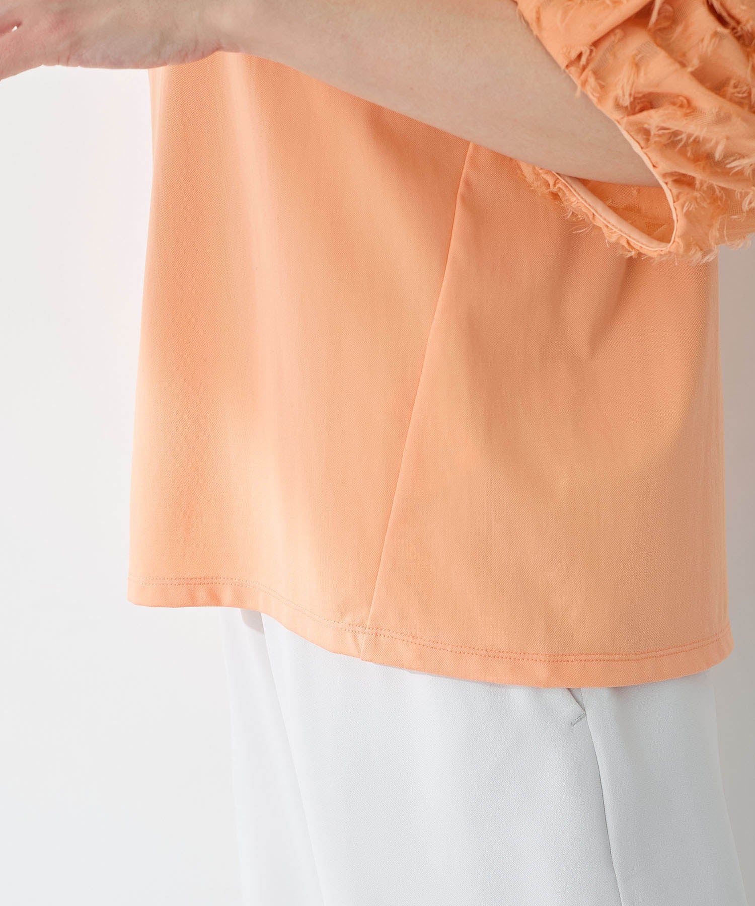 エーシーデザインバイアルファキュービック A/C DESIGN BY ALPHA CUBIC カットジャガード切替えプルオーバー【接触冷感・UVカット】 (オレンジ) オレンジ