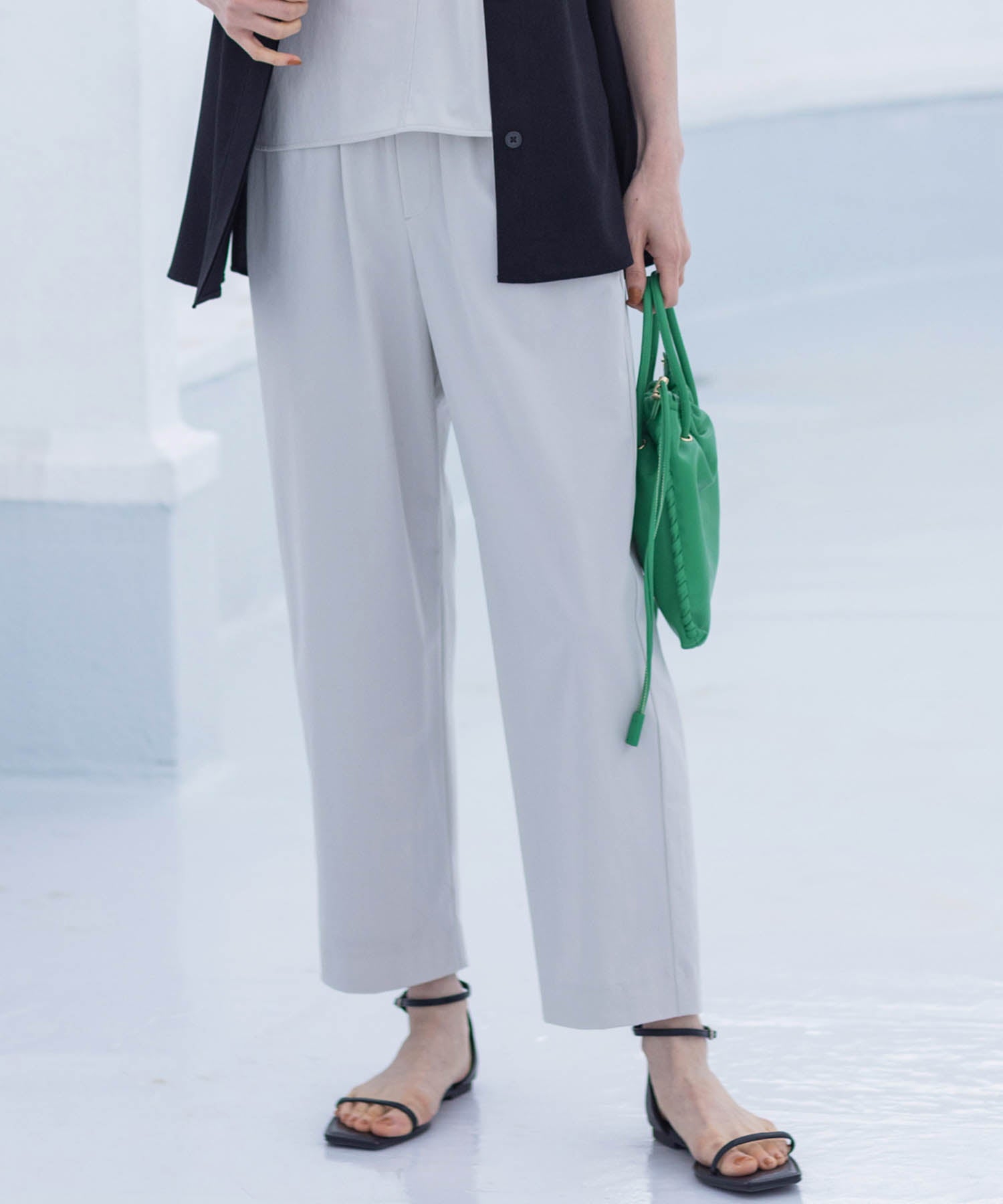 エーシーデザインバイアルファキュービック A/C DESIGN BY ALPHA CUBIC 【美モーション】ストレッチナイロンラッシュストレートパンツ【接触冷感・UVカット・撥水・ウエストゴム】 (ネイビー) ネイビー