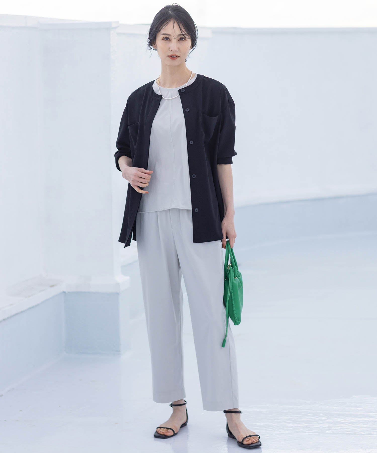 エーシーデザインバイアルファキュービック A/C DESIGN BY ALPHA CUBIC 【美モーション】ストレッチナイロンラッシュストレートパンツ【接触冷感・UVカット・撥水・ウエストゴム】 (ネイビー) ネイビー