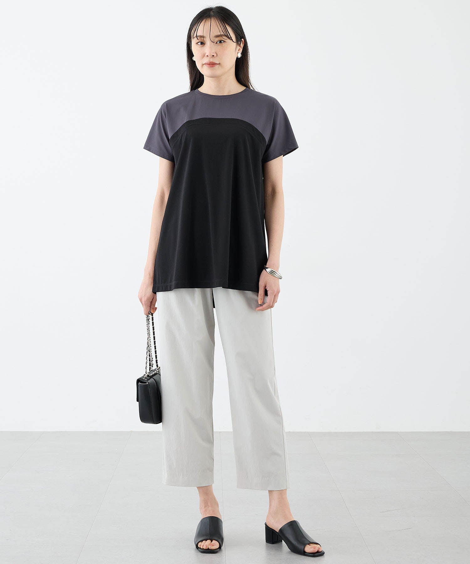 エーシーデザインバイアルファキュービック A/C DESIGN BY ALPHA CUBIC 【美モーション】ストレッチナイロンラッシュストレートパンツ【接触冷感・UVカット・撥水・ウエストゴム】 (ネイビー) ネイビー