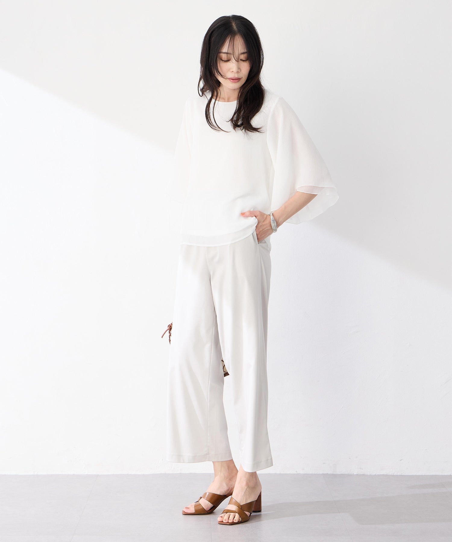 エーシーデザインバイアルファキュービック A/C DESIGN BY ALPHA CUBIC シアーケープスリーブプルオーバー (ブルー) ブルー