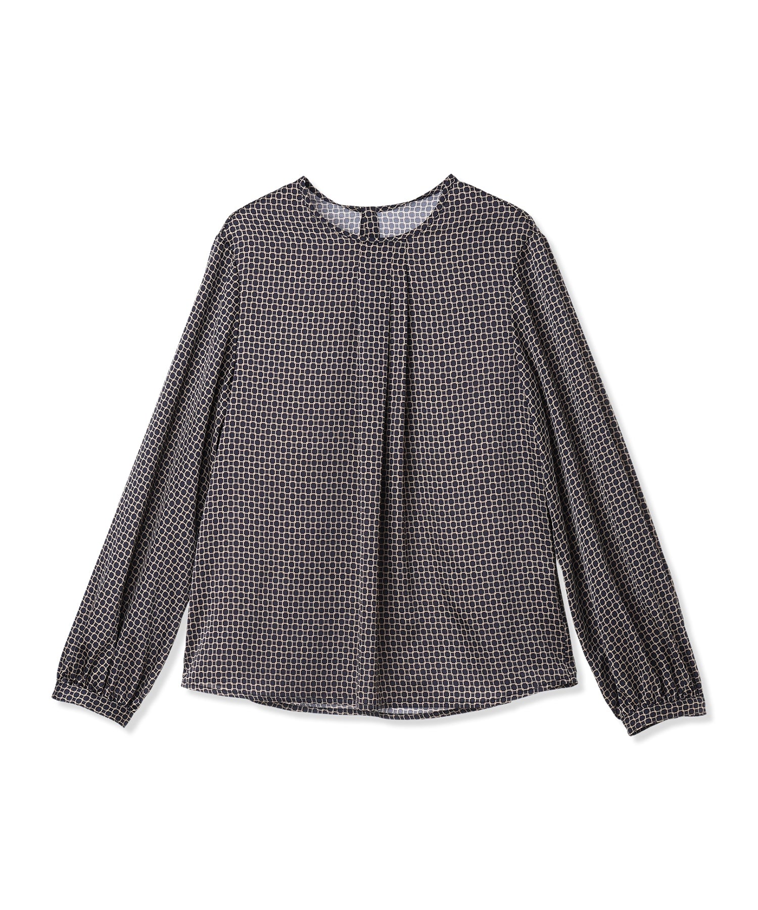 エーシーデザインバイアルファキュービック A/C DESIGN BY ALPHA CUBIC チェーンプリントブラウス (ネイビー) ネイビー