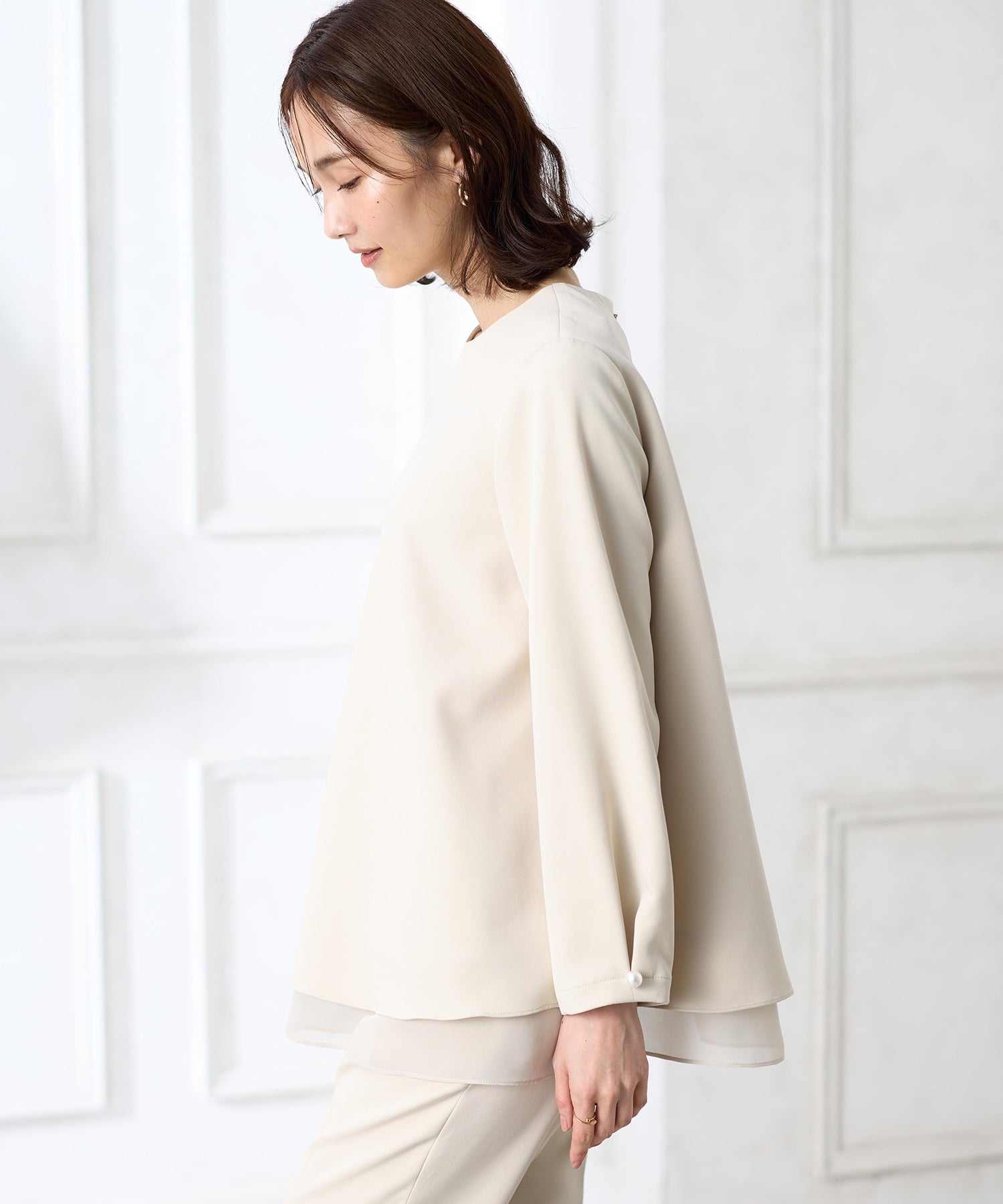 エーシーデザインバイアルファキュービック A/C DESIGN BY ALPHA CUBIC シフォンレイヤードブラウス【セットアップ対応】 (ネイビー) ネイビー