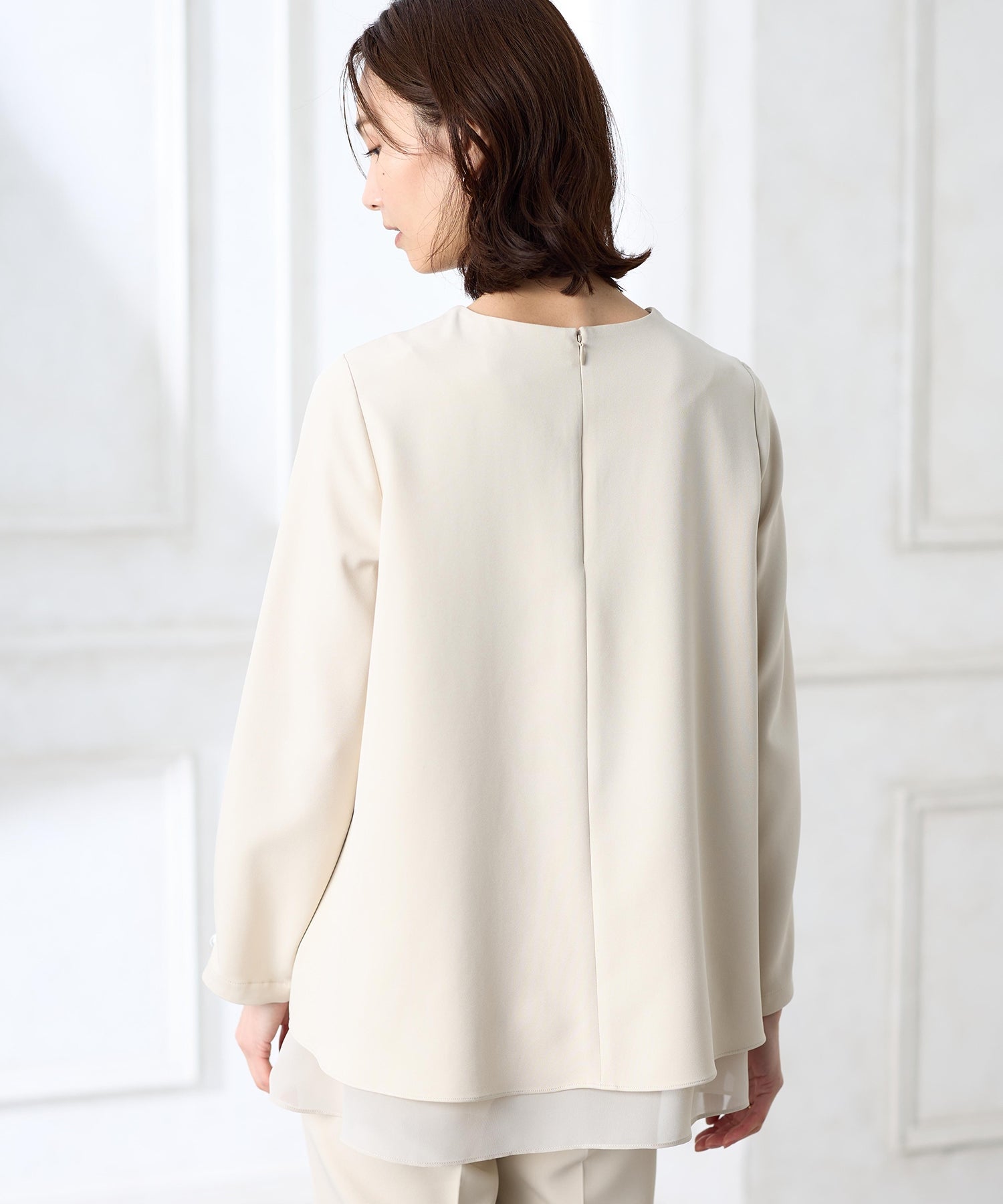 エーシーデザインバイアルファキュービック A/C DESIGN BY ALPHA CUBIC シフォンレイヤードブラウス【セットアップ対応】 (ネイビー) ネイビー