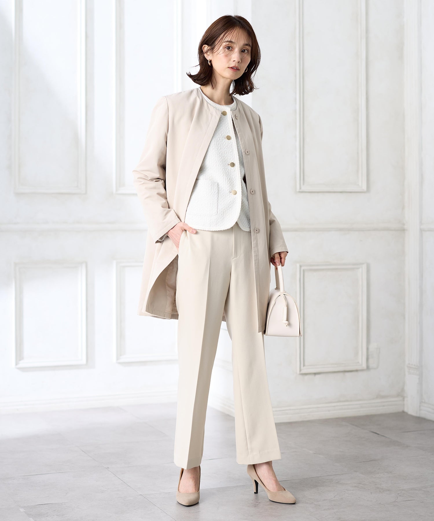 エーシーデザインバイアルファキュービック A/C DESIGN BY ALPHA CUBIC ツイードジャケット (オフホワイト) オフホワイト