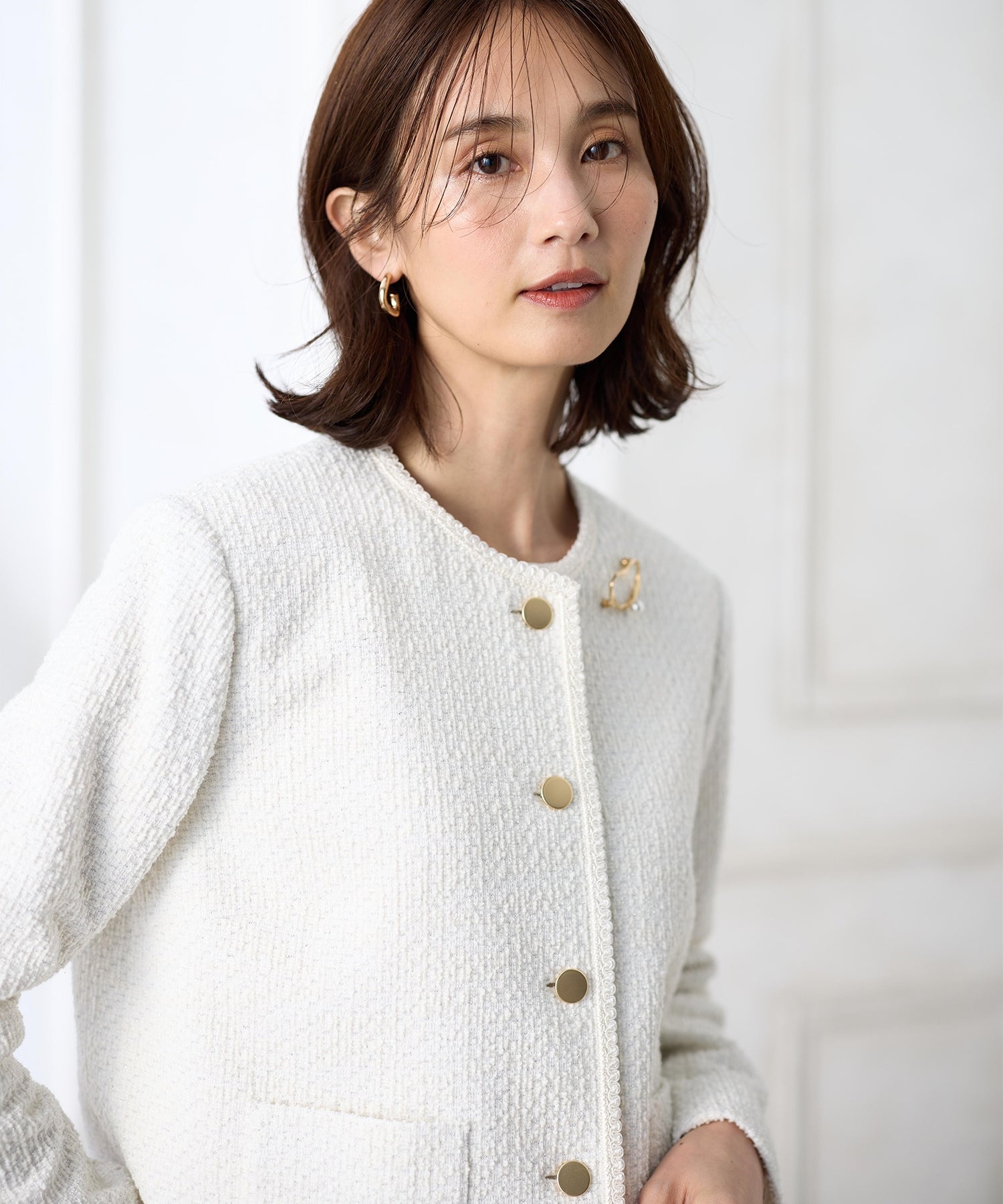 エーシーデザインバイアルファキュービック A/C DESIGN BY ALPHA CUBIC ツイードジャケット (オフホワイト) オフホワイト