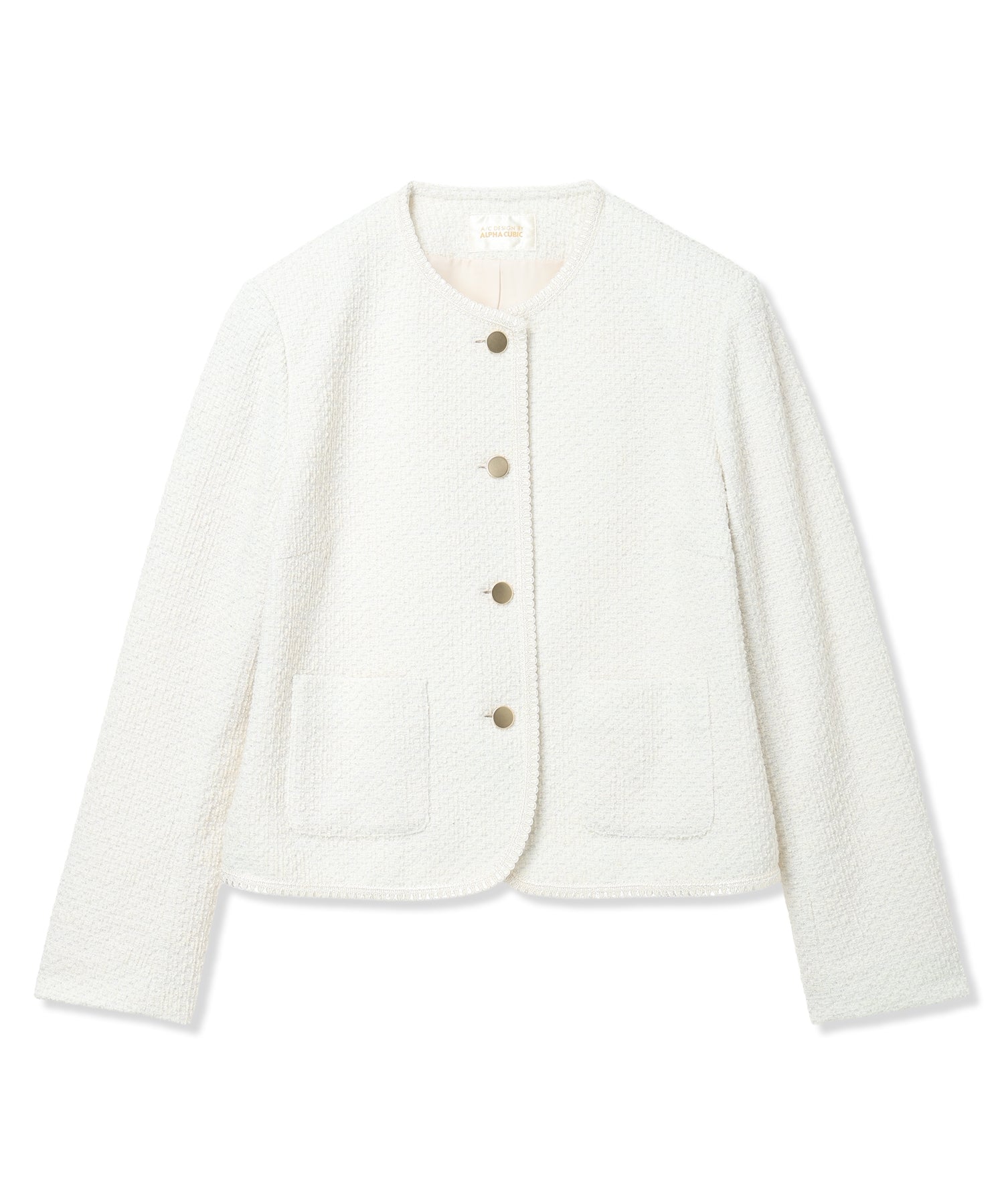 エーシーデザインバイアルファキュービック A/C DESIGN BY ALPHA CUBIC ツイードジャケット (オフホワイト) オフホワイト