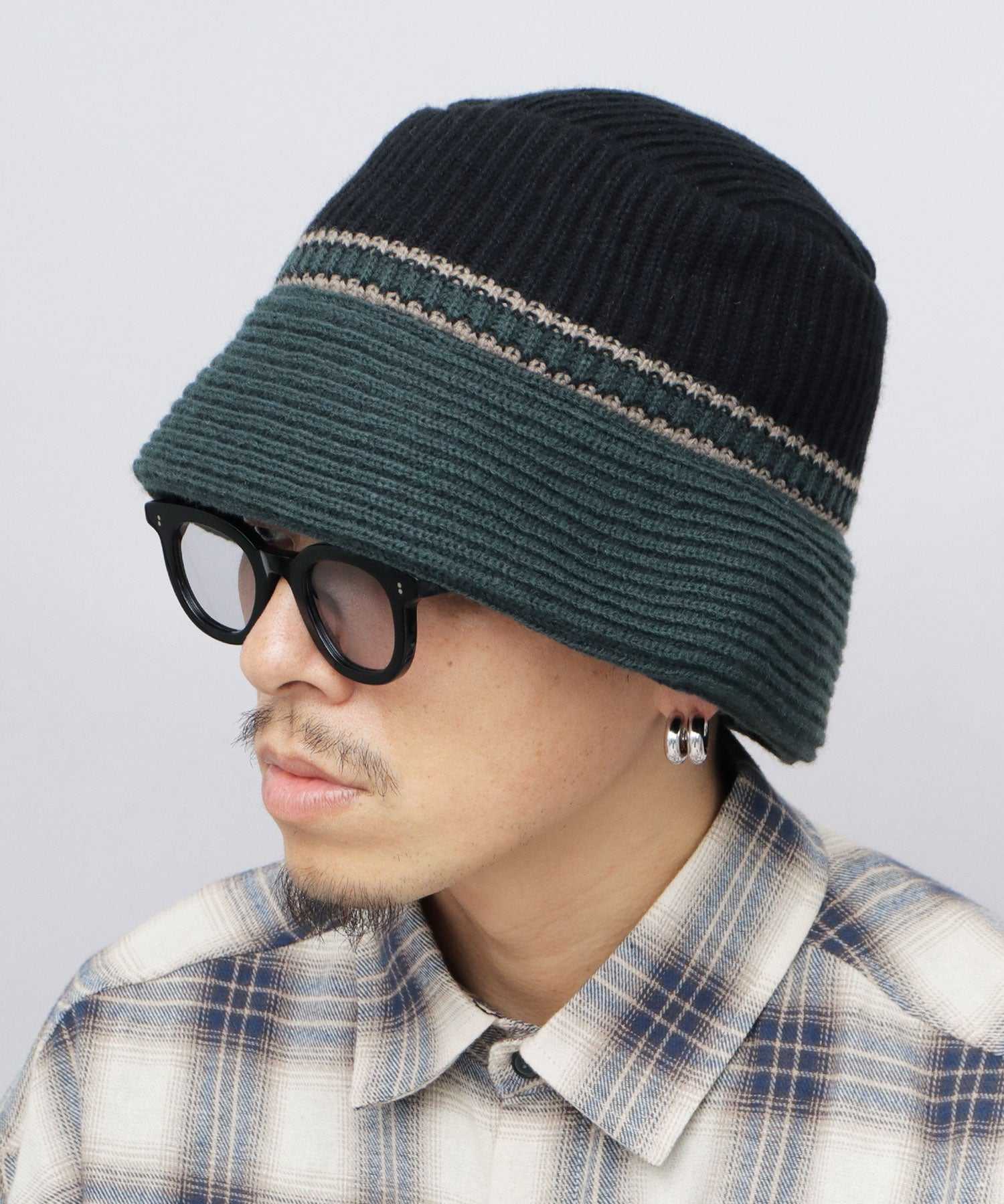 エーエムエスセレクト A.M.S.select ハット バケットハット ニットハット 帽子 リブニット ボーダー シンプル 無地 秋冬 ニット