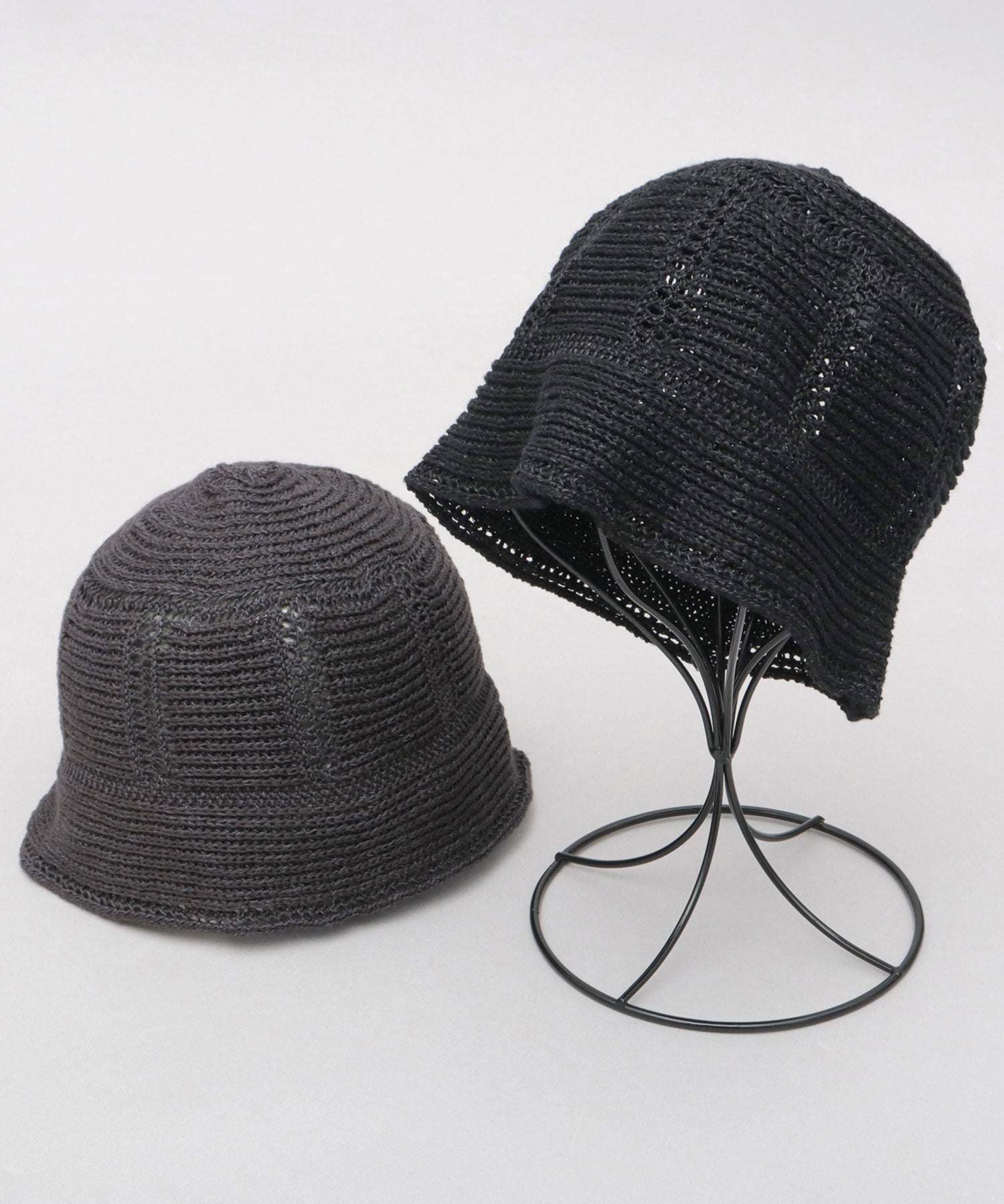 エーエムエスセレクト A.M.S.select クロシェ編み ニットハット (ブラック) ブラック