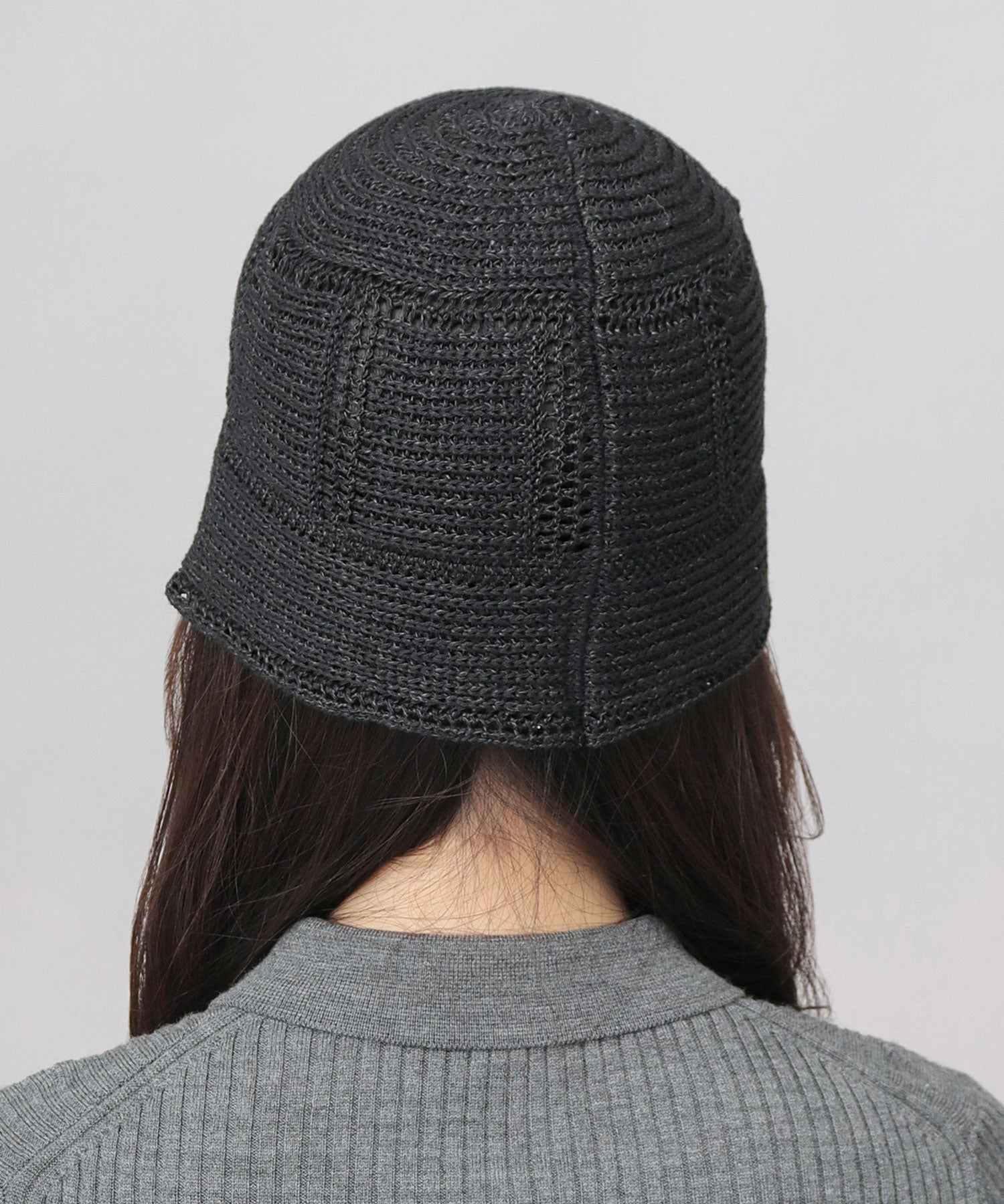 エーエムエスセレクト A.M.S.select クロシェ編み ニットハット (ブラック) ブラック