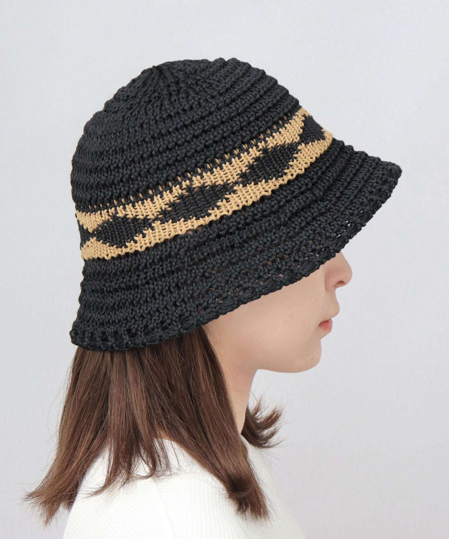 エーエムエスセレクト A.M.S.select こま編み クロシェ クラッシャーハット (ホワイト) ホワイト