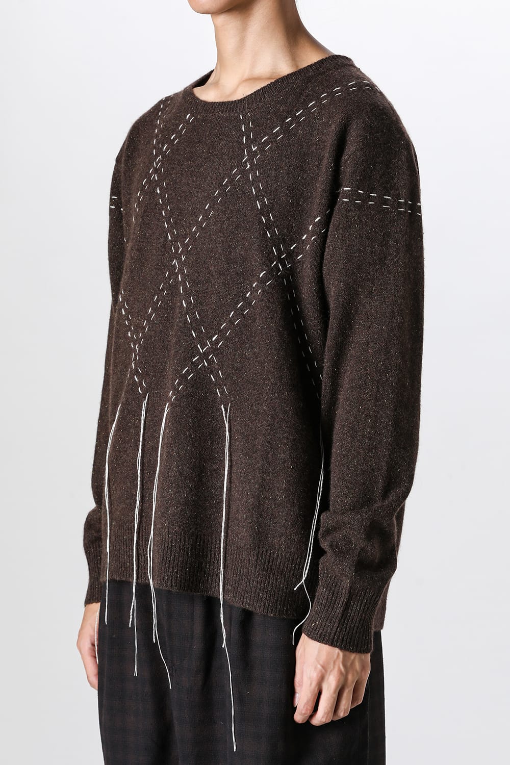 ア テンタティブ アトリエ A TENTATIVE ATELIER Barron:HANDSTITCH ARGYLE BOXY SWEATER (Dark Brown) Dark Brown