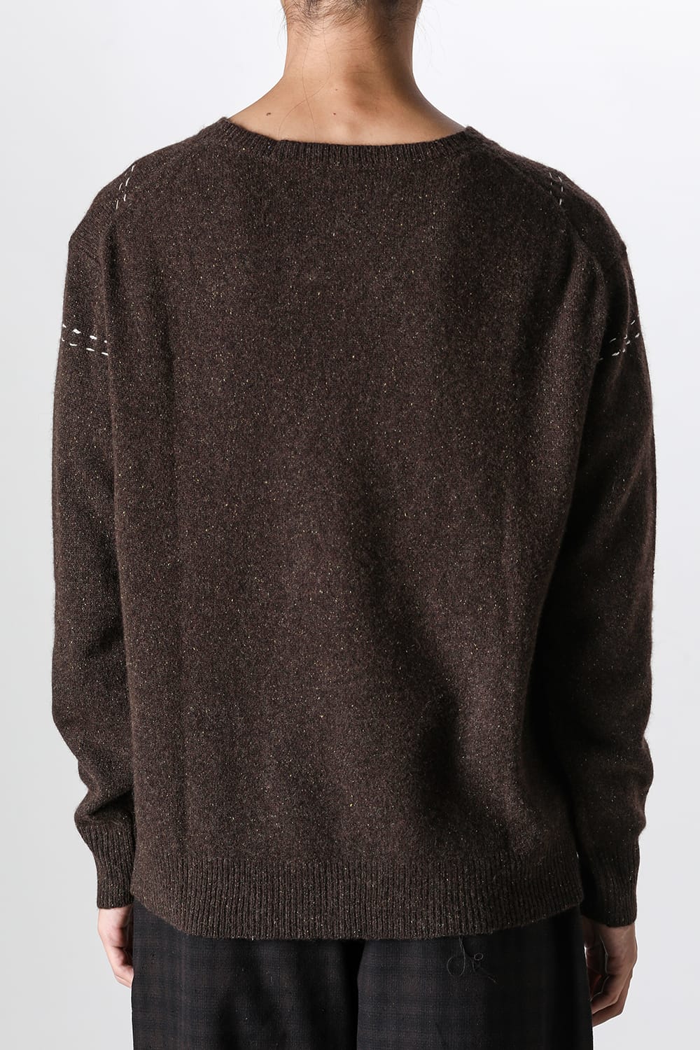ア テンタティブ アトリエ A TENTATIVE ATELIER Barron:HANDSTITCH ARGYLE BOXY SWEATER (Dark Brown) Dark Brown