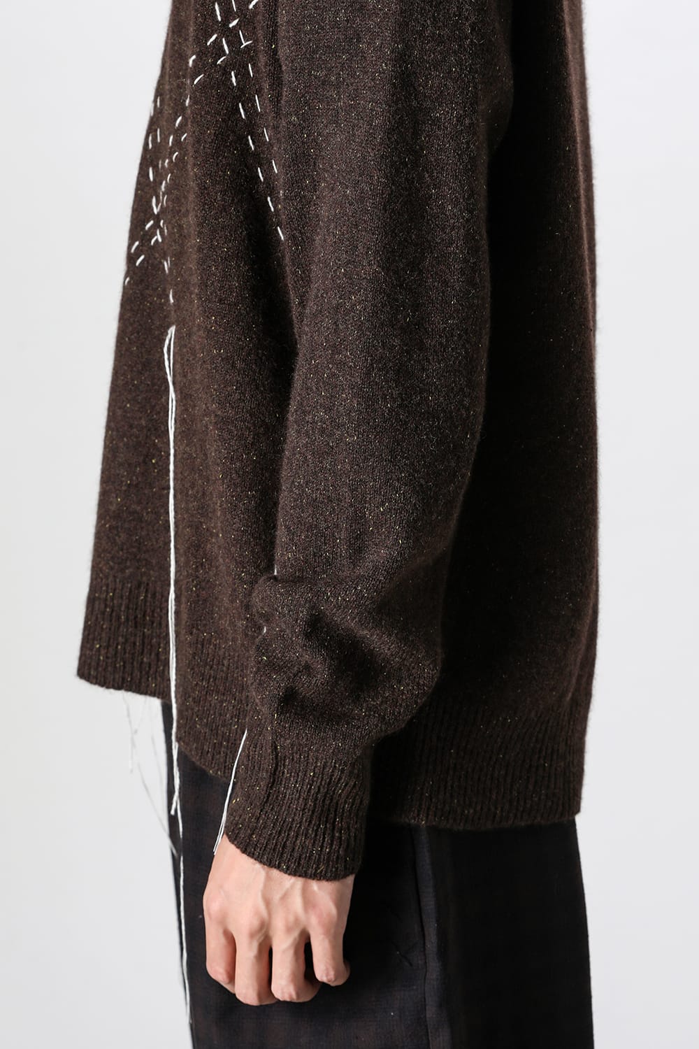 ア テンタティブ アトリエ A TENTATIVE ATELIER Barron:HANDSTITCH ARGYLE BOXY SWEATER (Dark Brown) Dark Brown
