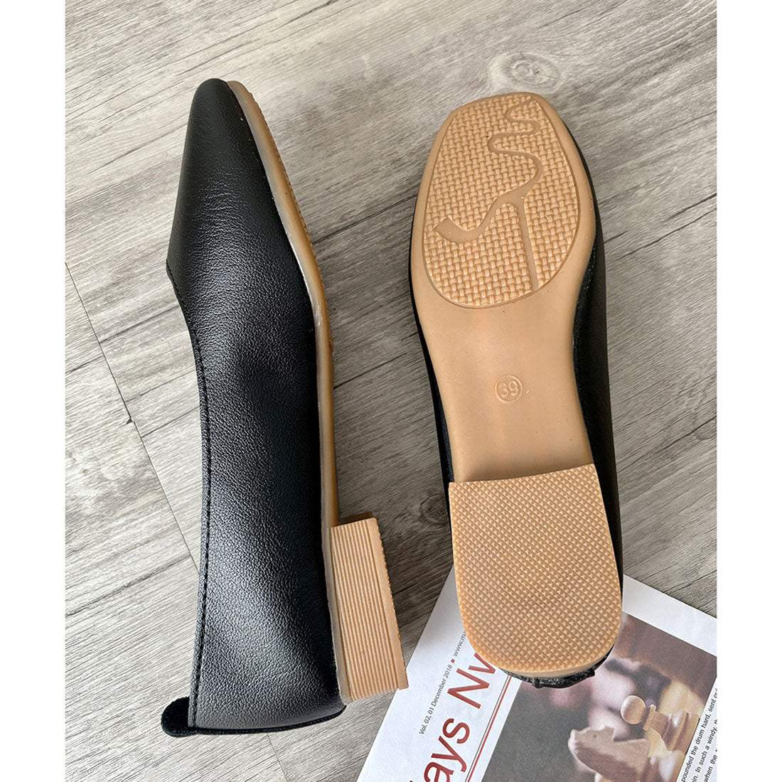 アミュレット Amulet スクエアトゥローヒールパンプス おしゃれ レディース 歩きやすい シンプル 無地 フラット カジュアル 韓国 春 夏 秋 冬 靴 デート オフィス (アイボリー) アイボリー