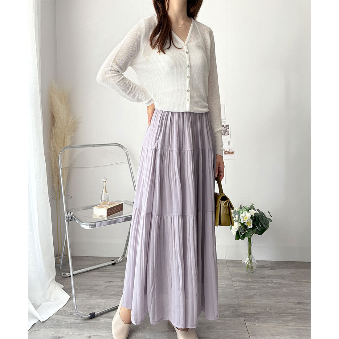 アミュレット Amulet ラメ風シアーカーディガン レディース 薄手 羽織り 長袖 白 黒 体型カバー 大人可愛い 韓国 ナチュラル きれいめ 春夏秋 デート カフェ 上品 (ベージュ) ベージュ