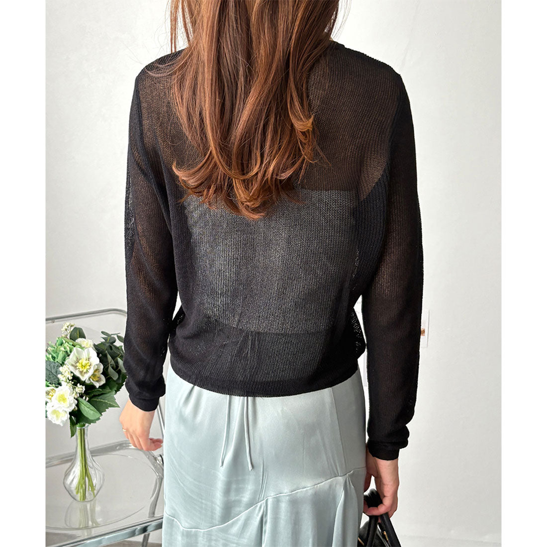 アミュレット Amulet ラメ風シアーカーディガン レディース 薄手 羽織り 長袖 白 黒 体型カバー 大人可愛い 韓国 ナチュラル きれいめ 春夏秋 デート カフェ 上品 (ベージュ) ベージュ