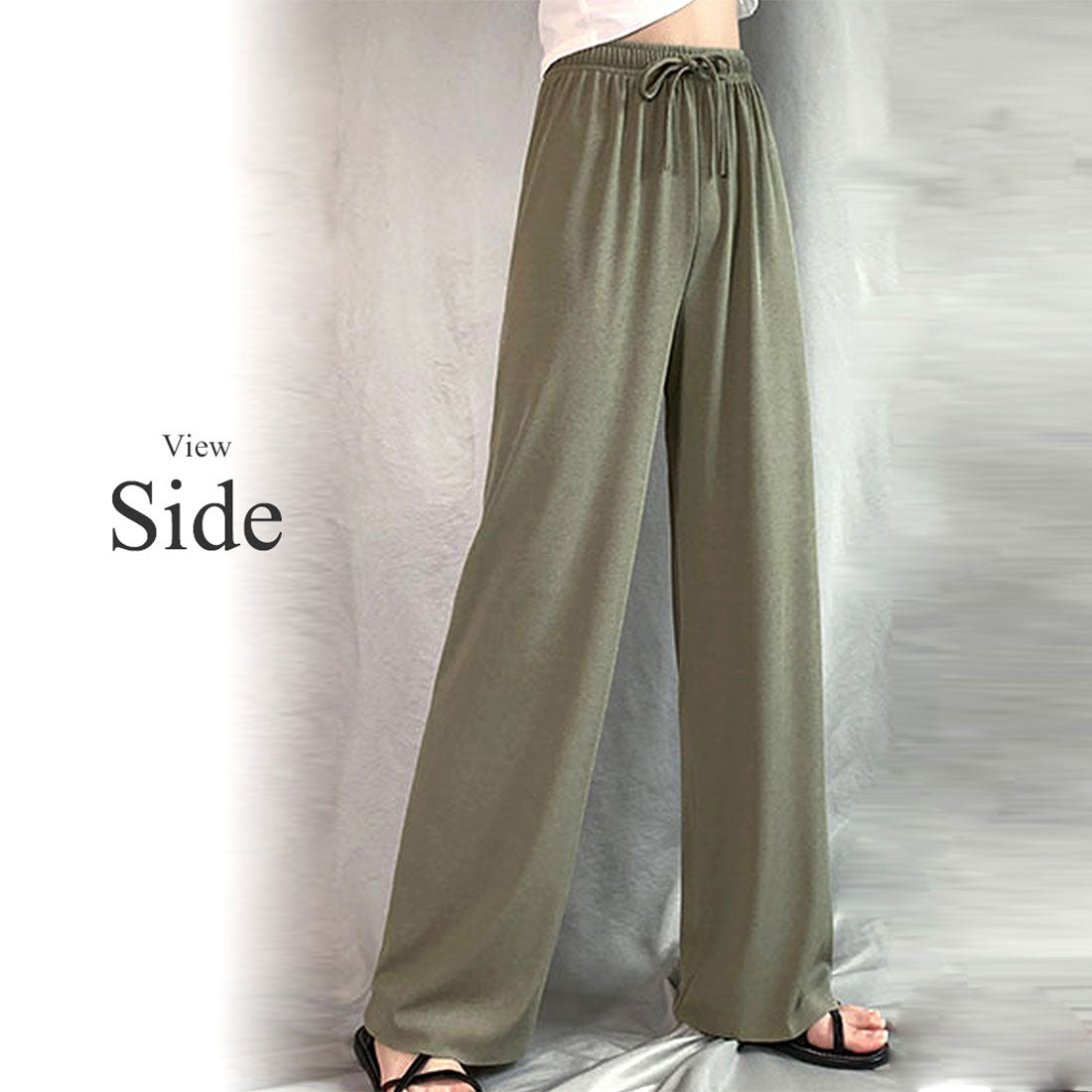 アミュレット Amulet プリーツリラックスワイドパンツ ウエスト ゴム きれいめ シンプル カジュアル レディース