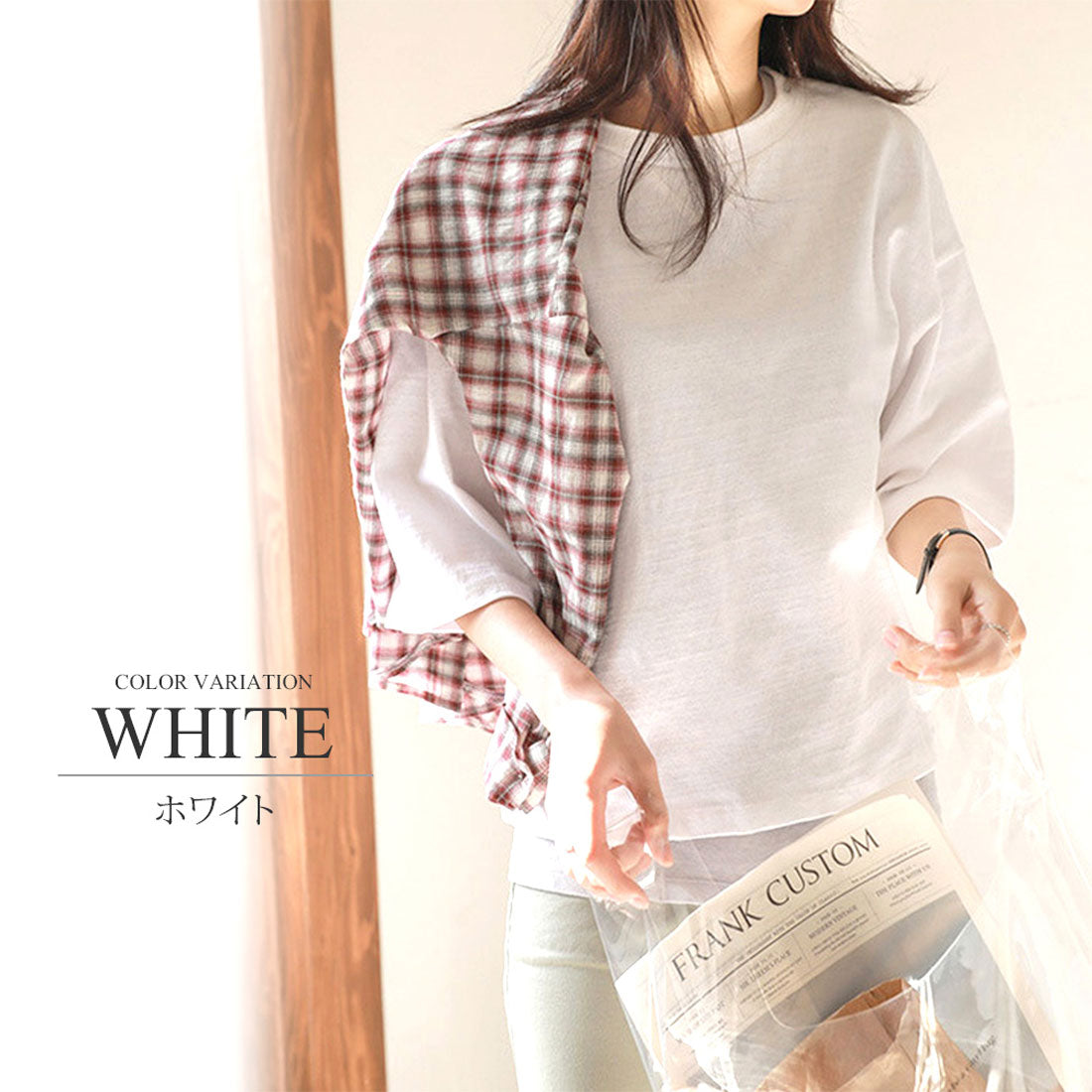 アミュレット Amulet 5分丈トップス カジュアル シンプル レディース おしゃれ 半袖