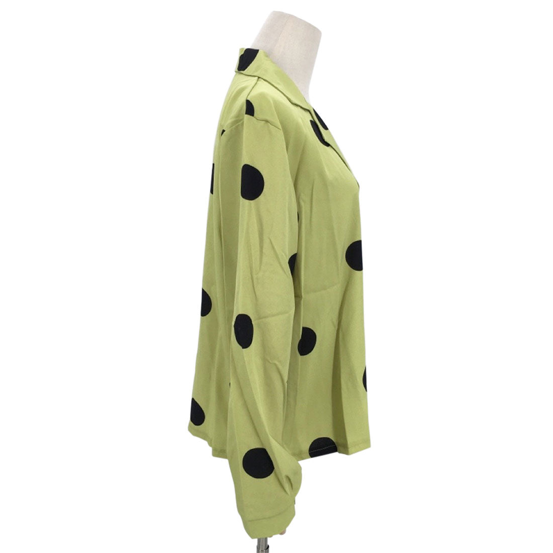 Amulet Polka Dot Blouse for Women, Long Sleeve, Open Collar, Unique, Casual, Relaxed