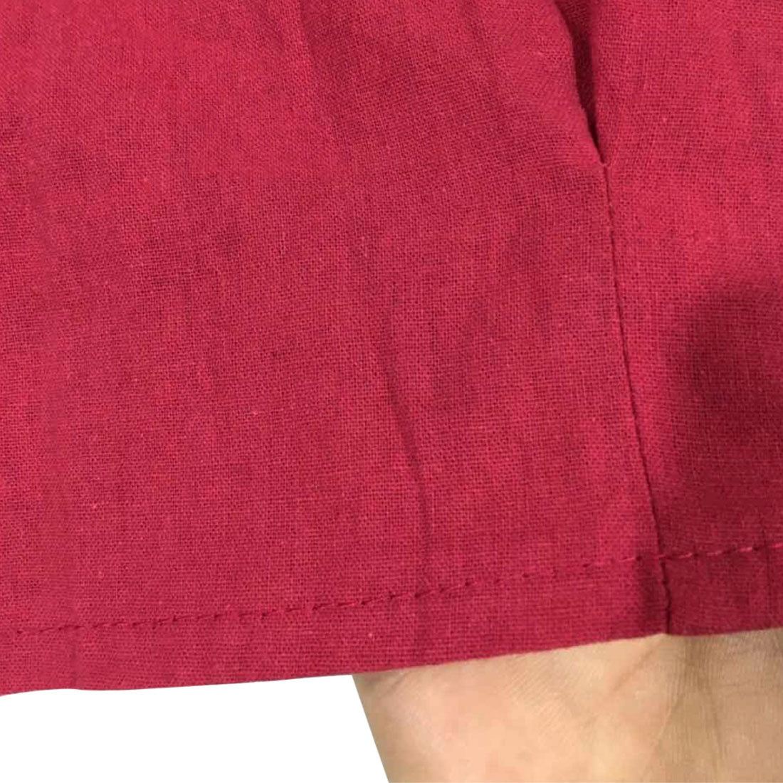 Amulet No-collar shirt dress for women, long sleeves, knee-length, plain, simple, loose, natural