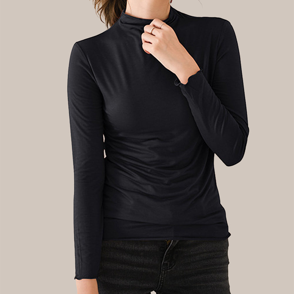 護身符的護身符高脖子酸痛女士長袖固體cailla簡單柔軟佩戴