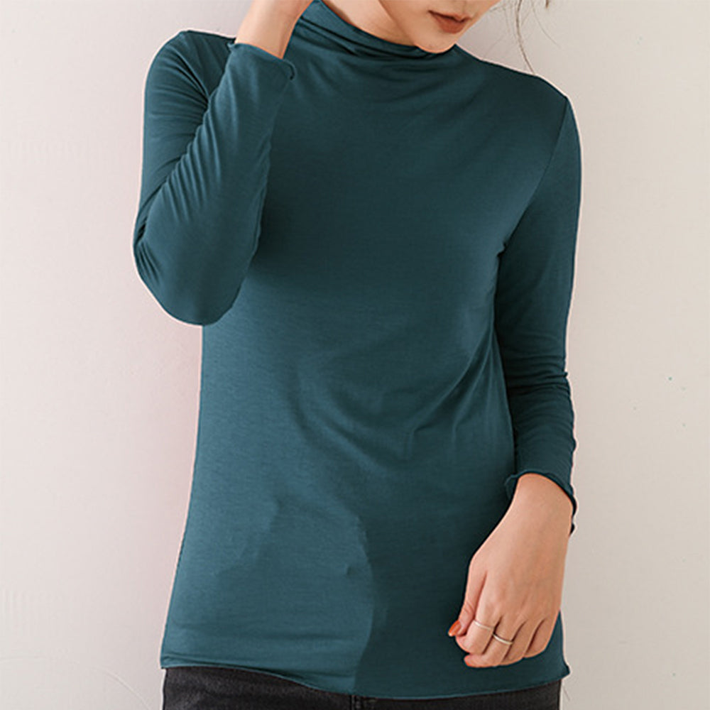 アミュレット Amulet ハイネックカットソー レディース 長袖 無地 薄手 シンプル 柔らか 着回し