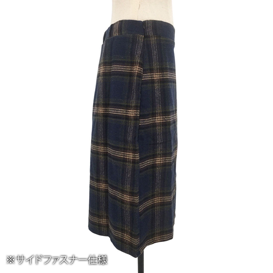 アミュレット Amulet チェック柄Aラインスカート レディース ひざ丈 ファスナー付き スッキリ 着回し