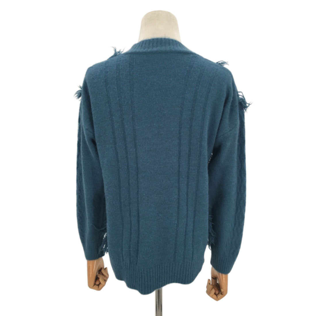 アミュレット Amulet フリンジVネックニット レディース セーター Vネック 無地 カジュアル ボリューム 着痩せ