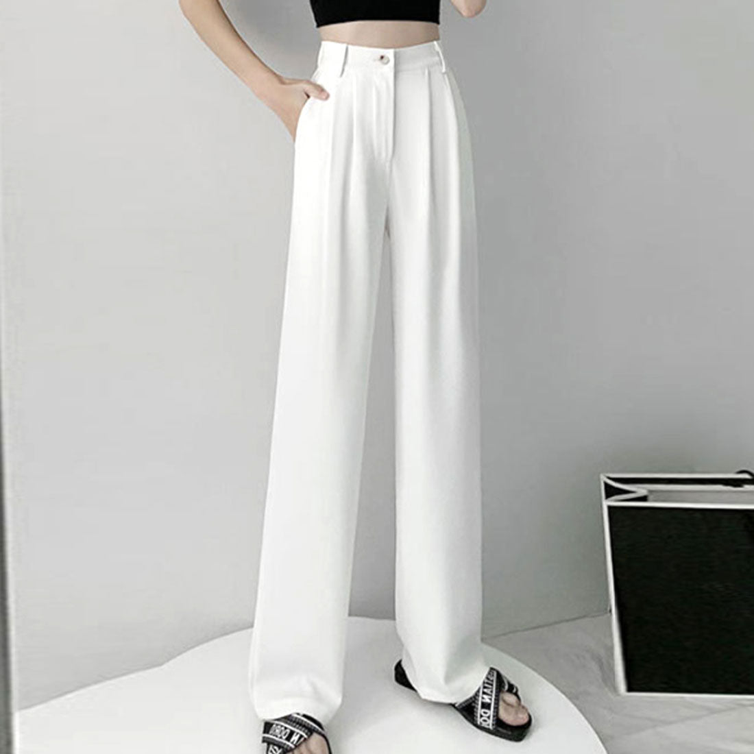 Amulet Slacks Pants for Women, Autumn Clothing, Plain, Full Length, for Teens, 20s, 30s, Korean Fashion, Korea, Large Sizes, Tucked, Straight
