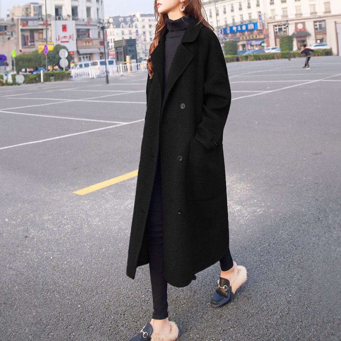アパルトモン　黒チェスターコート　OVERSIZE CHESTER COAT アパルトモン 黒チェスターコート OVERSIZE CHESTER COAT AZUL BY