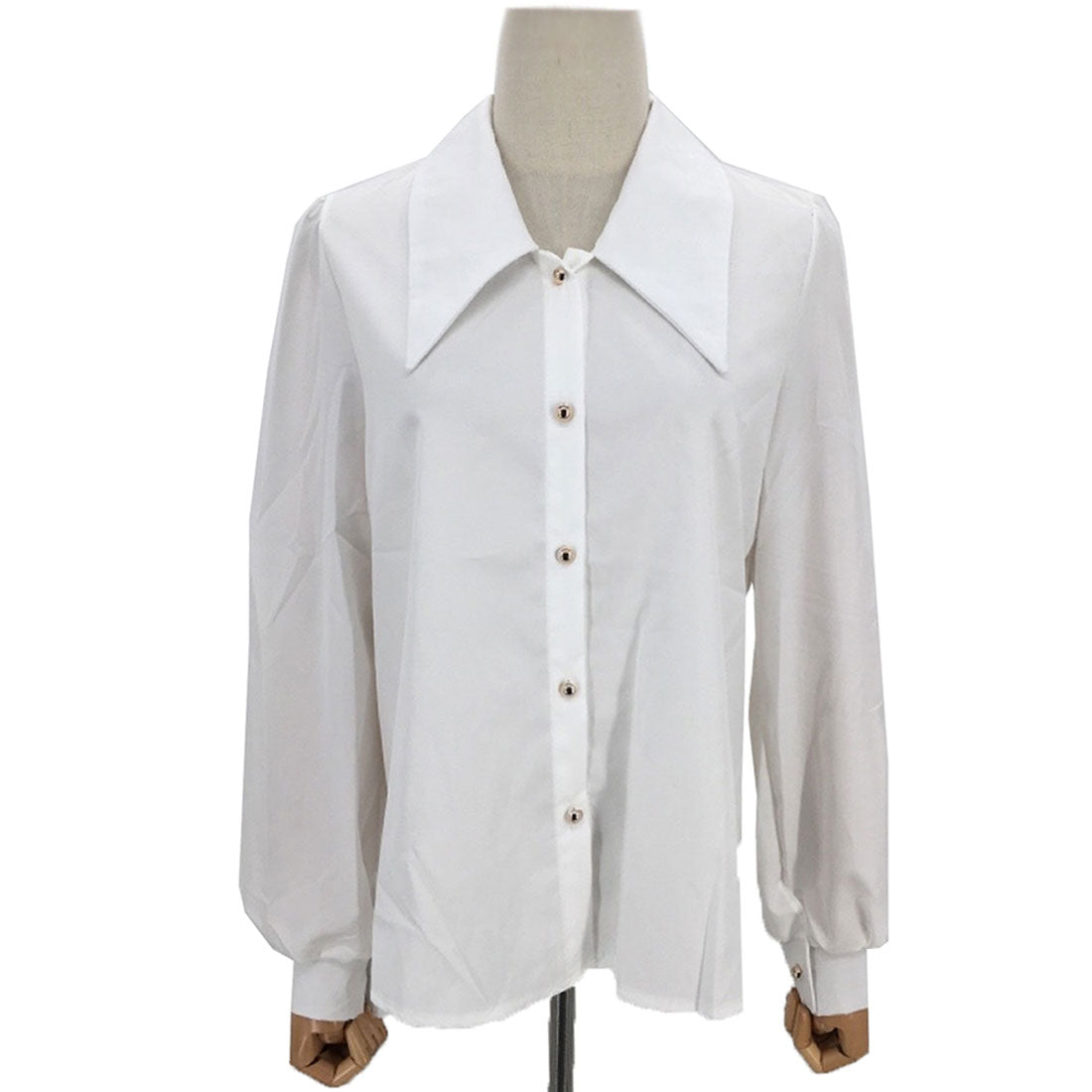 Amulet Big Collar Shirt Blouse Women's Tops Long Sleeves Plain Autumn Clothes Spring Clothes Teens 20s 30s Korean Fashion Korea Office Casual Large Size